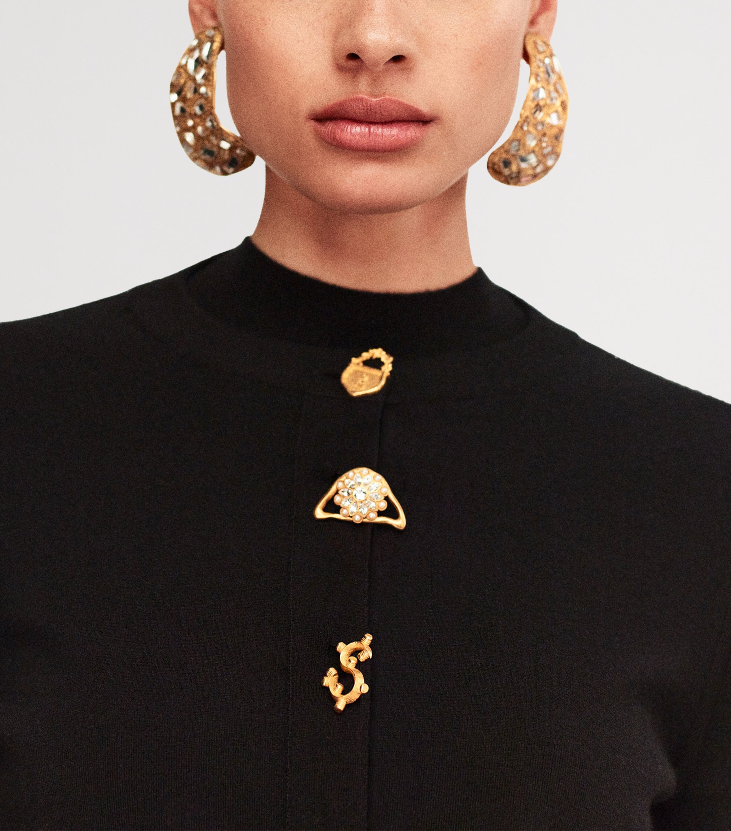 Mirror Pendant Earrings 001 GOLD Image 3