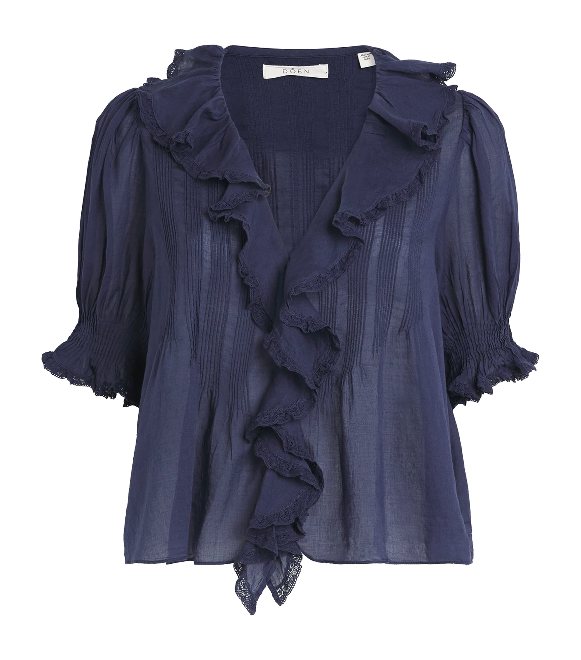 DÔEN Womens Organic Cotton Henri Blouse Adriatic Image 1