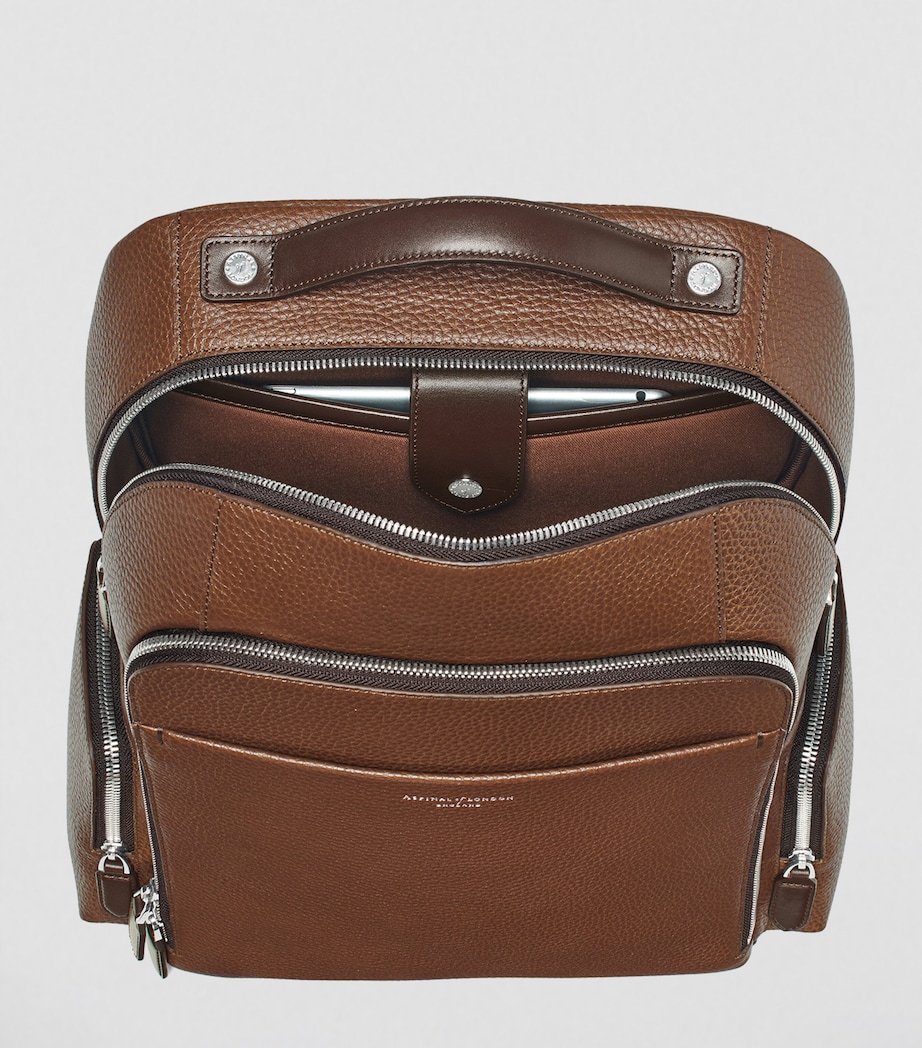 Pebble Leather Reporter Zipped Backpack TOBACCO Image 9