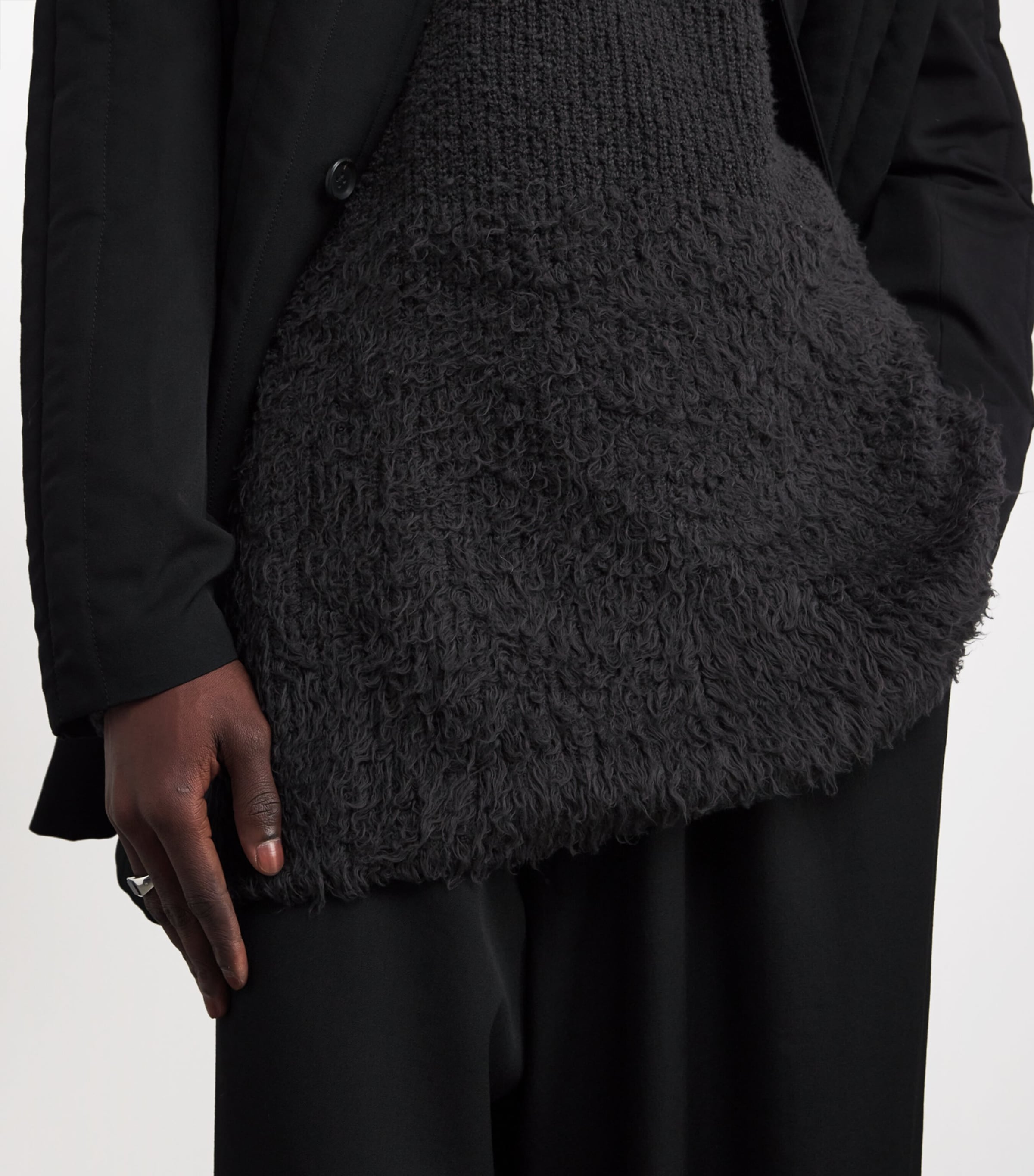 Wool Distressed Graduation Sweater CHARCOAL Image 6