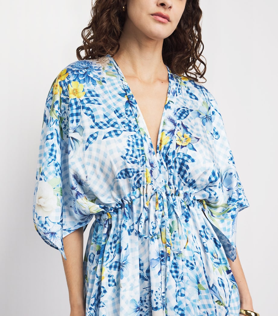Mary Katrantzou Womens Satin Fleur de Vichy Taormina Kaftan Dress Fleur Blubry Aop Image 3