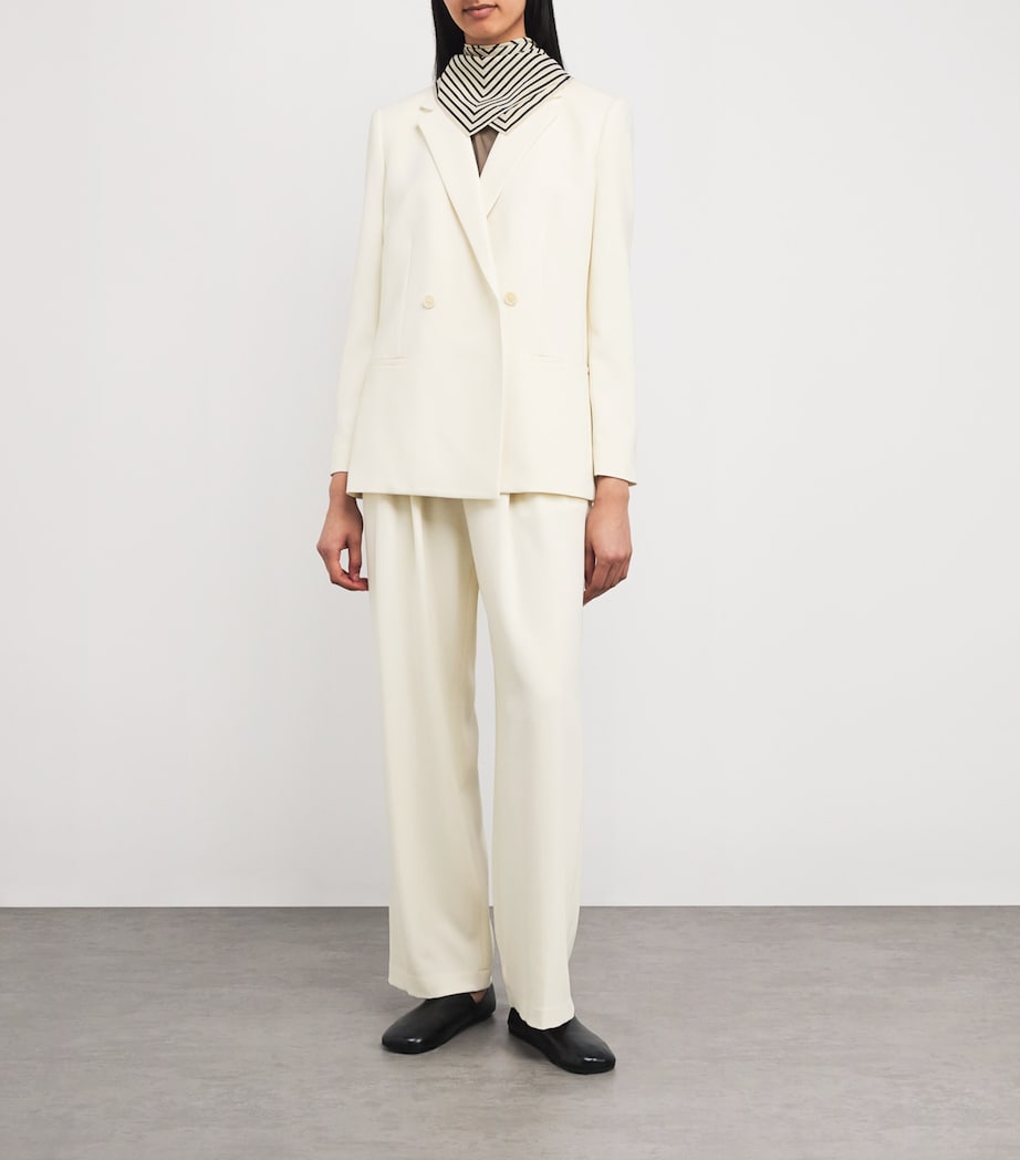 Theory Womens Crepe Double-Breasted Blazer Rice Image 2