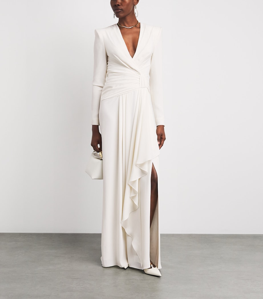 Zuhair Murad Womens Cady Draped Gown Wht Alyssium Image 2
