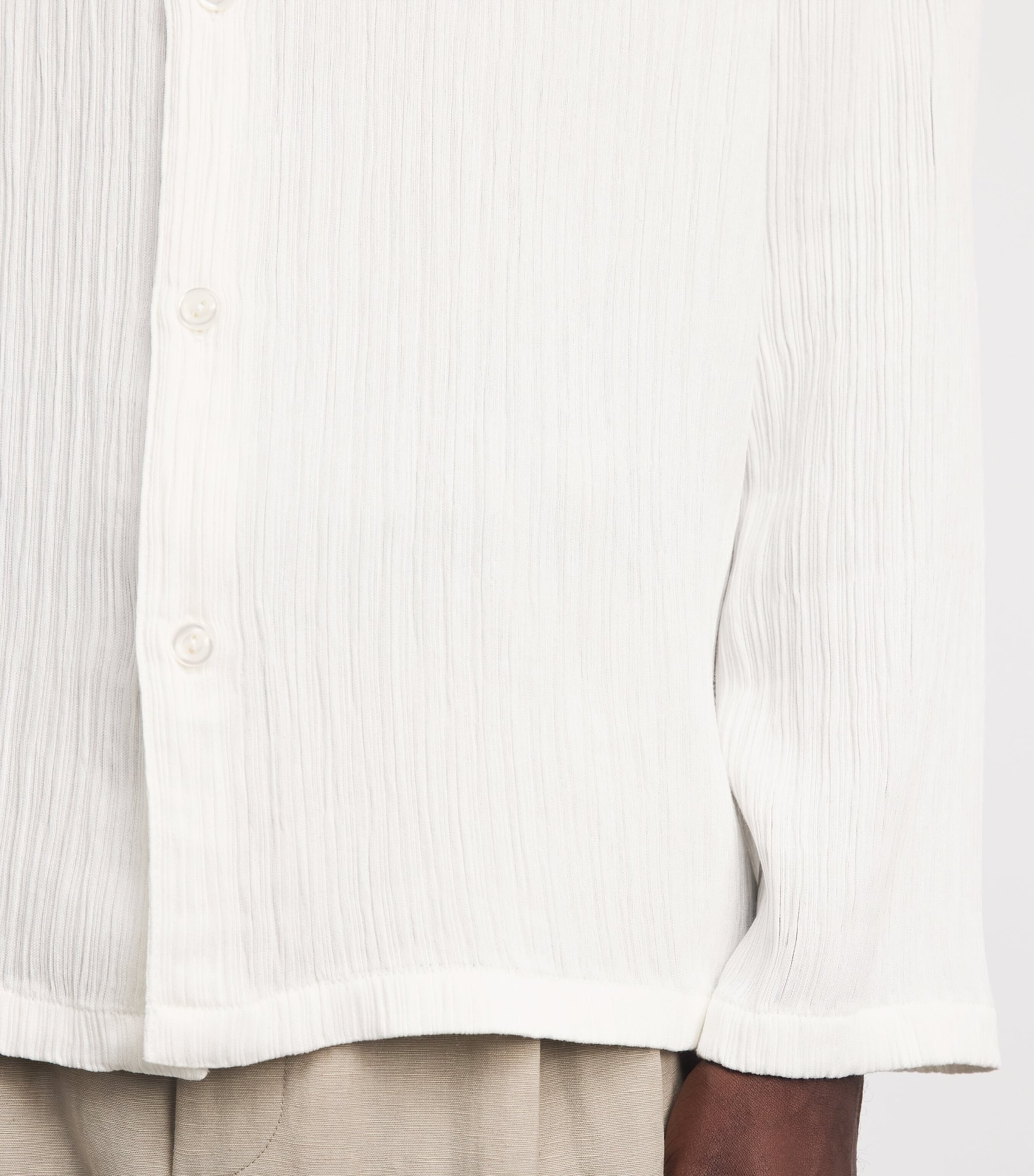 Sandro Paris Mens Loose Fit Crinkle Shirt White Image 3