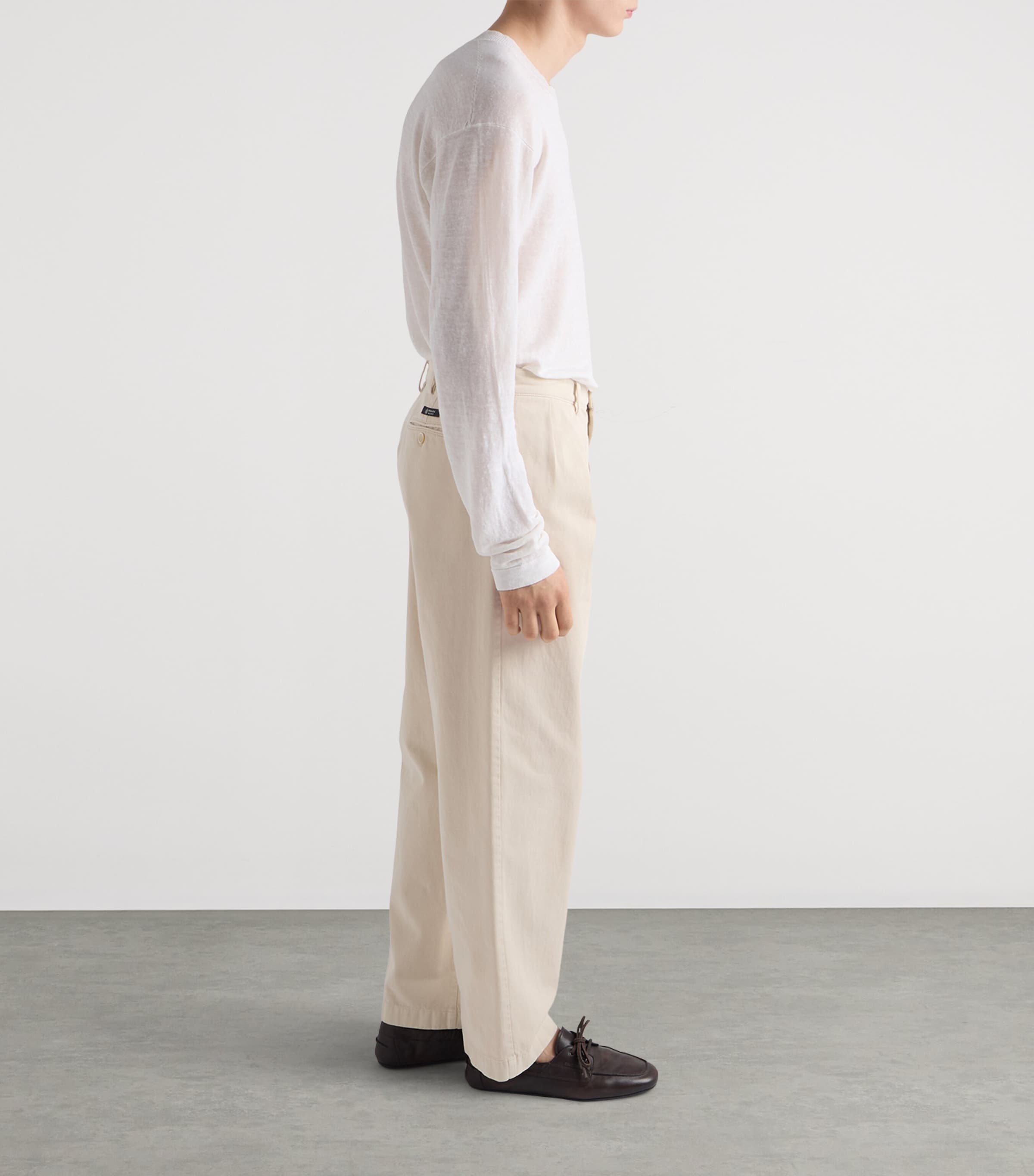 Prada Mens Cotton Wide-Leg Trousers Neutral Image 4