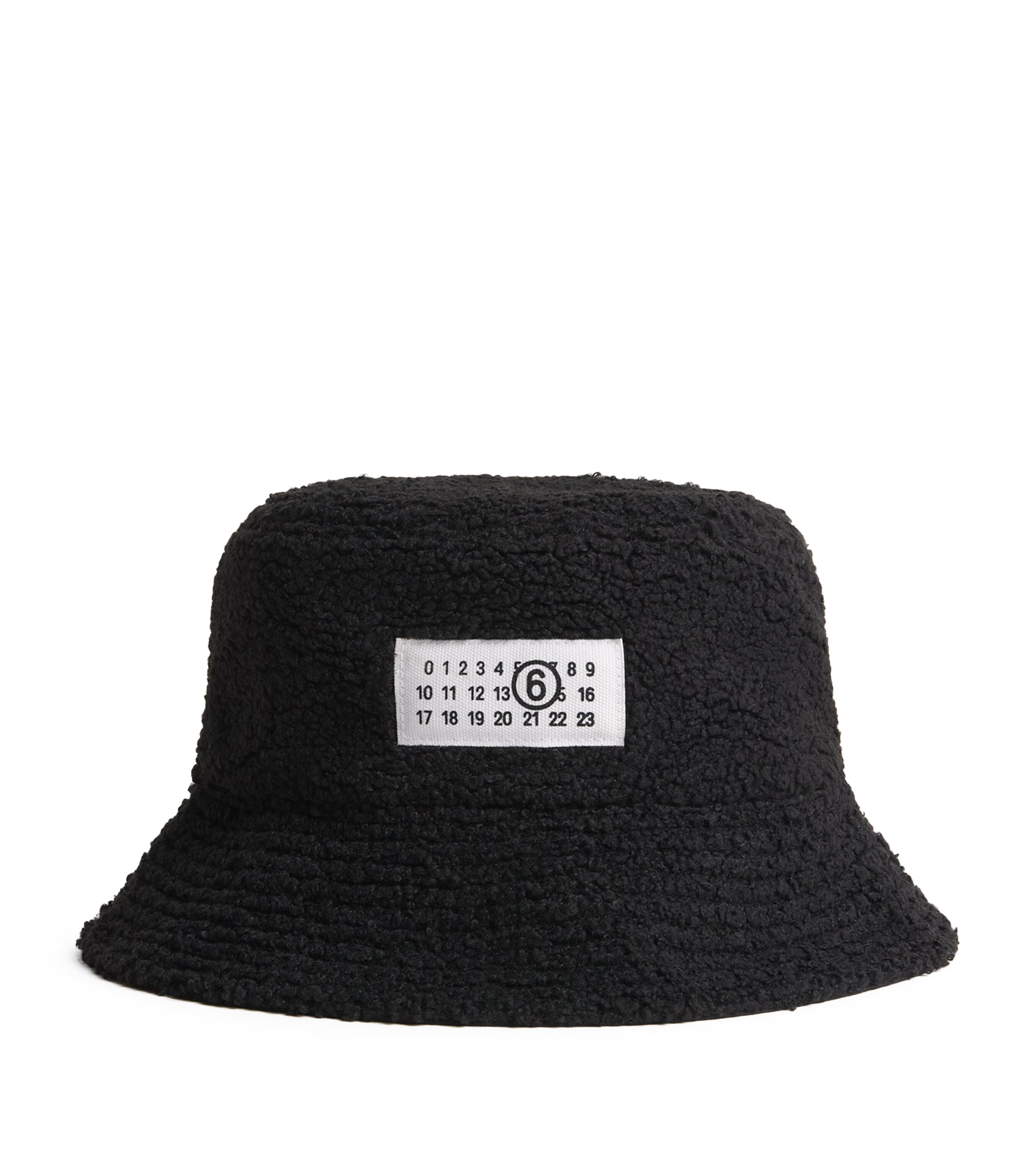 MM6 Maison Margiela Bouclé Logo Patch Bucket Hat Black Image 1