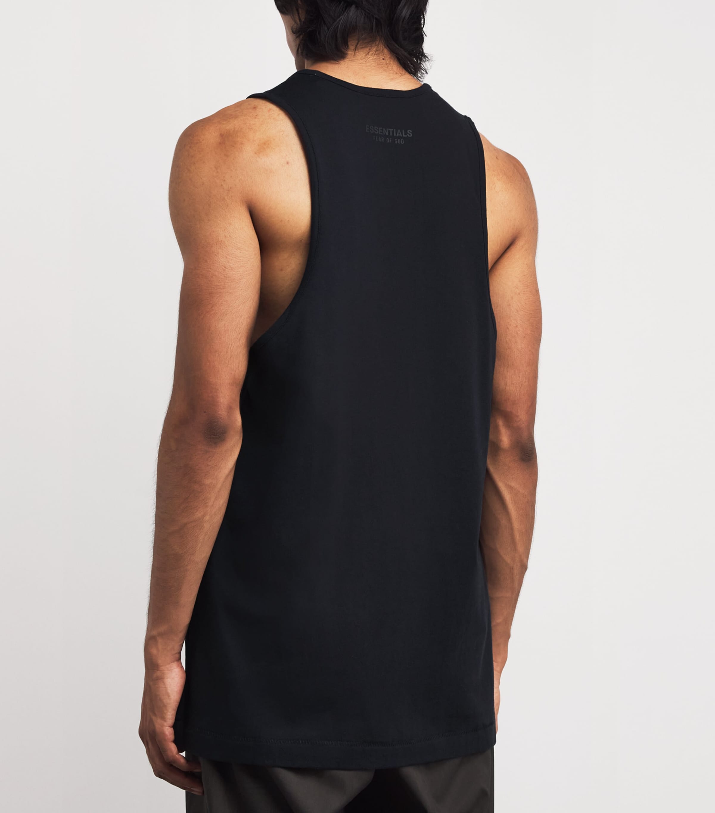 FEAR OF GOD ESSENTIALS Black Cotton Oversized Logo Tank Top 