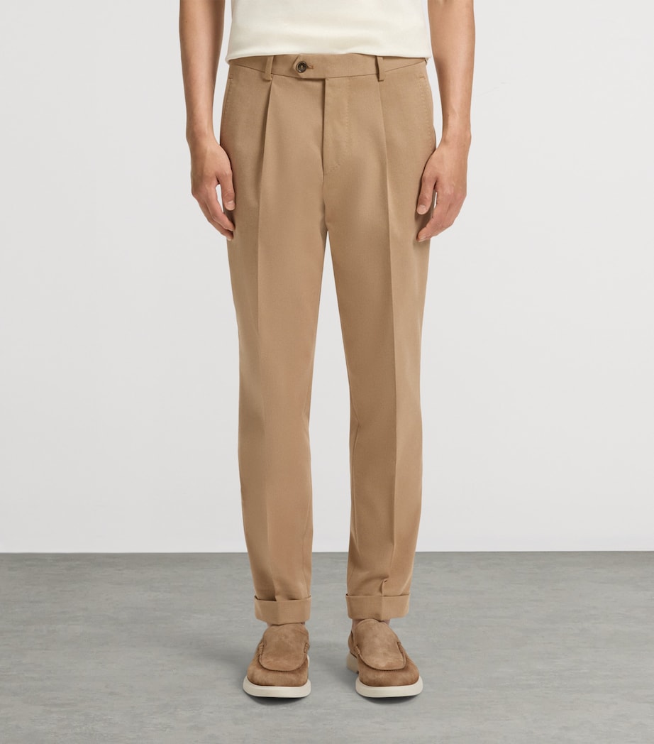 Cotton-Blend Tailored Trousers 215 Image 2