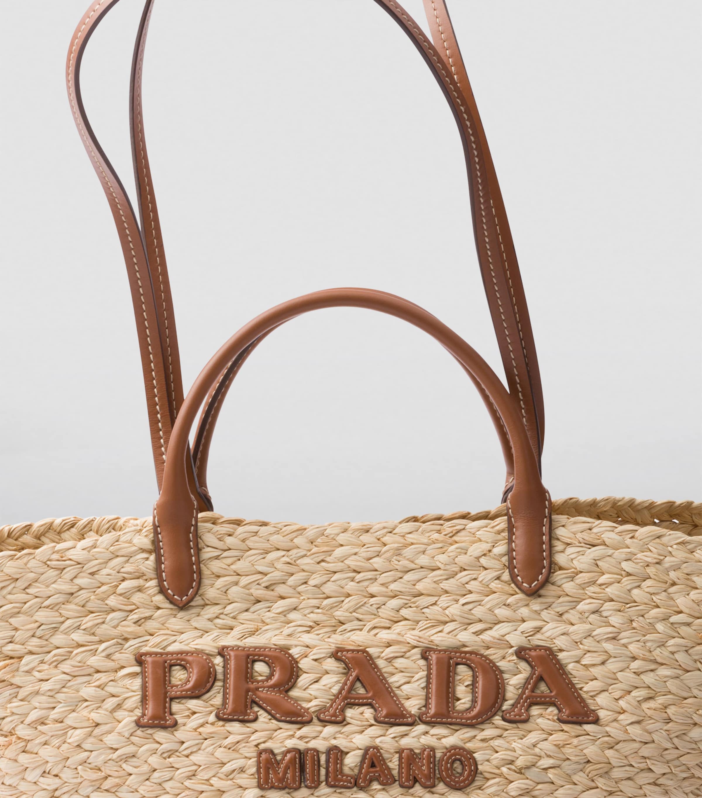 Prada Raffia-Leather Top-Handle Bag Image 3