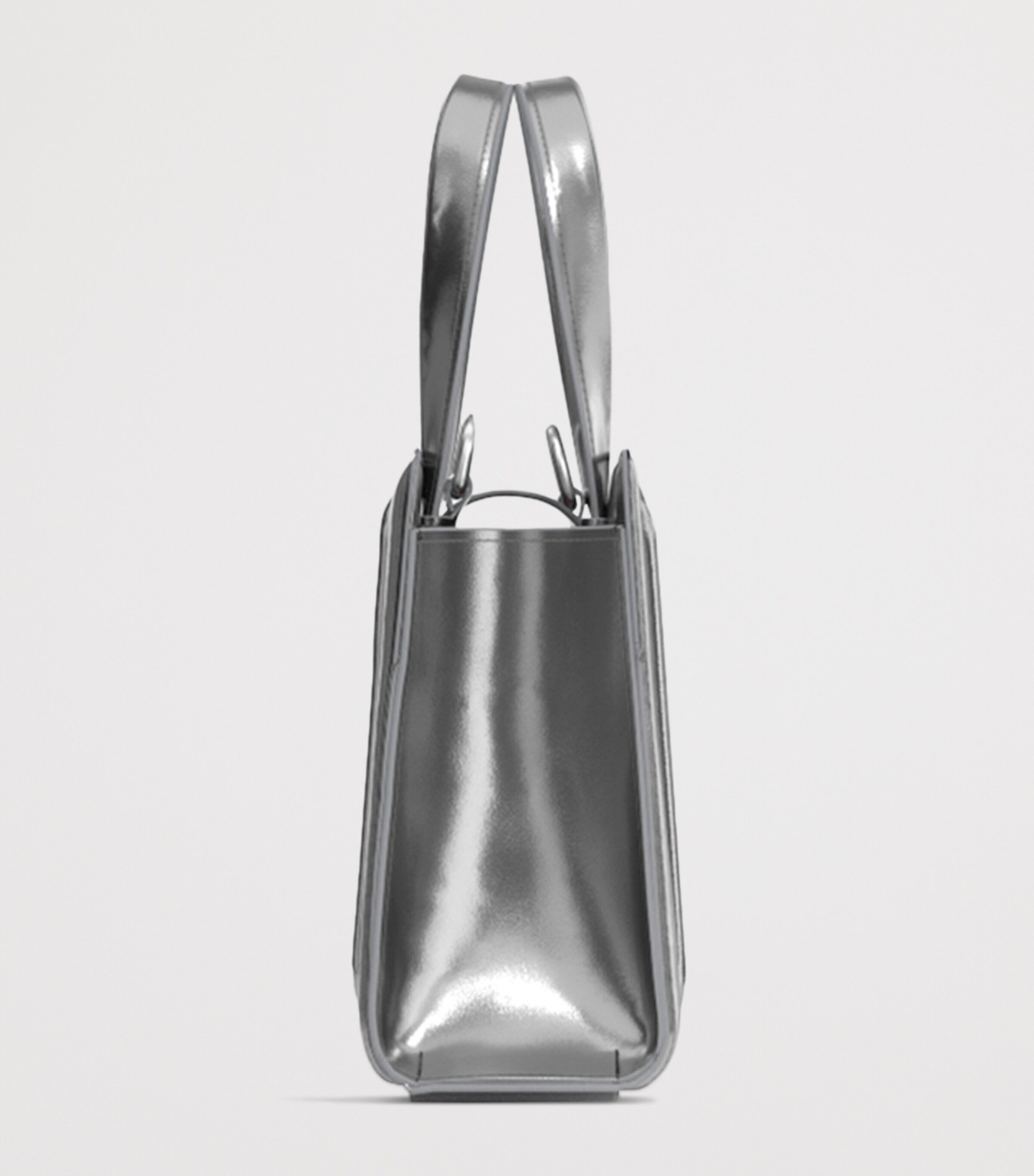 Max Mara Metallic Leather Whitney Bag 2 Top-Handle Bag Silver Image 4