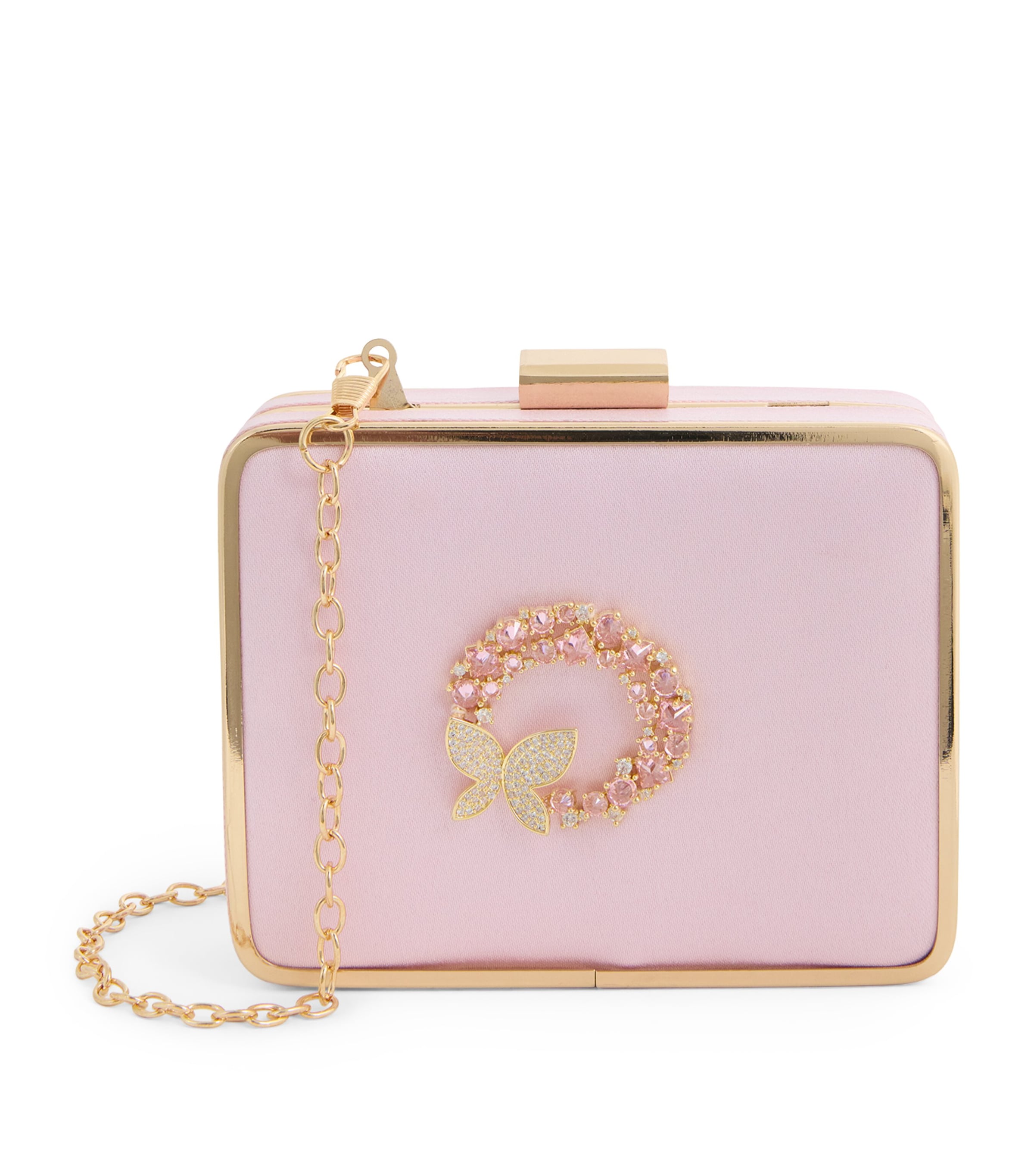 David Charles Kids' Small Satin Embellished Clutch Bag In Pink