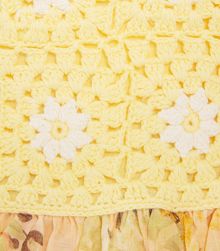 Cotton Crochet-Trim Cascadian Dress (2-12 Years) LEMON/IVORY Image 3