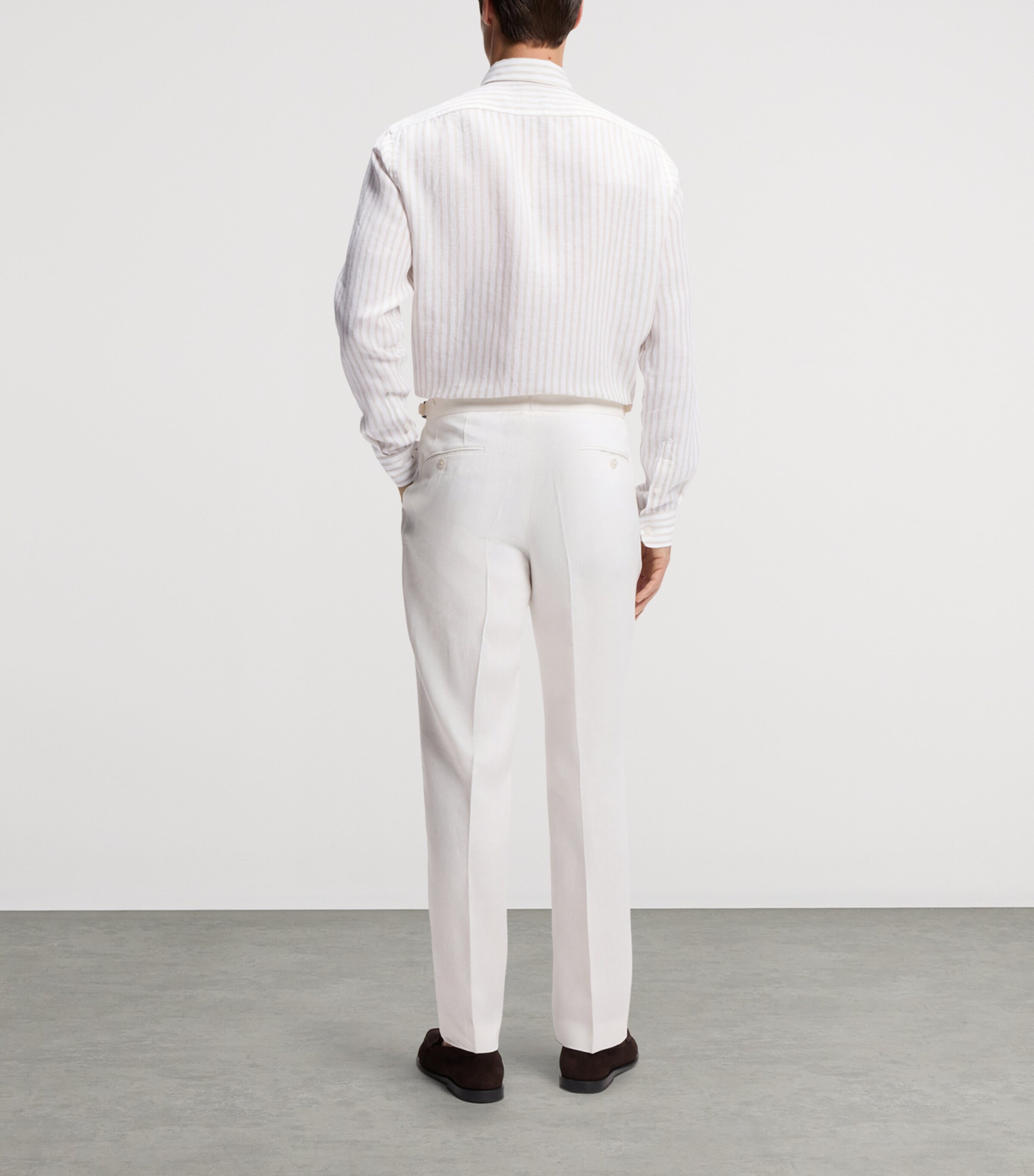 BOSS Mens Linen Stripe Shirt Image 3