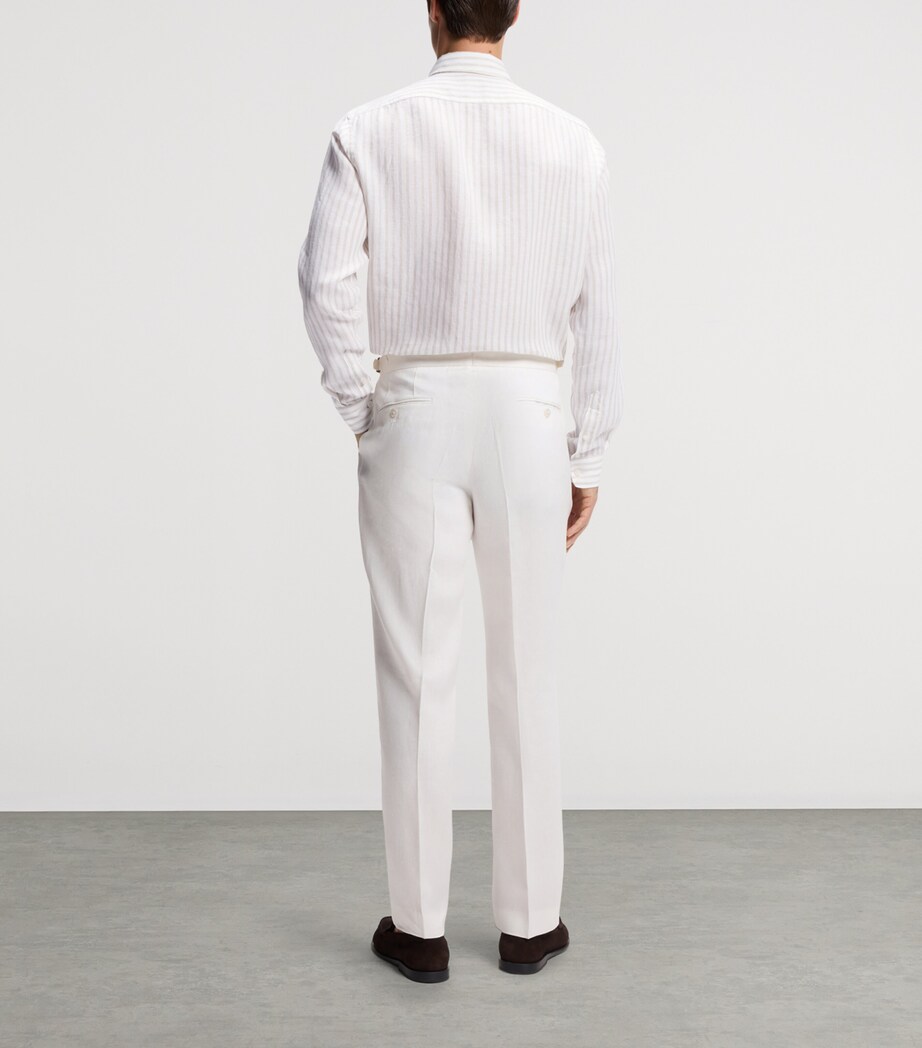 BOSS Mens Linen Stripe Shirt Image 3