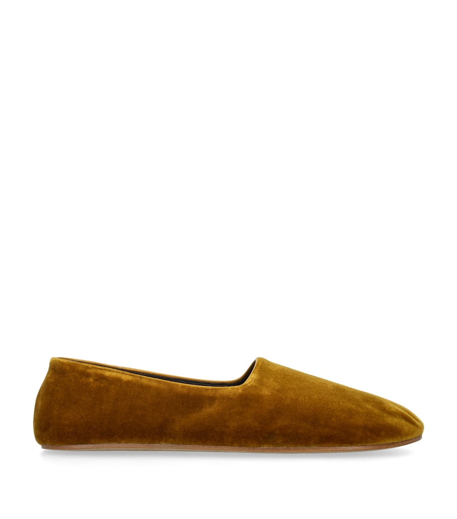 The Row Ponti Velvet Slippers Tan Image 1