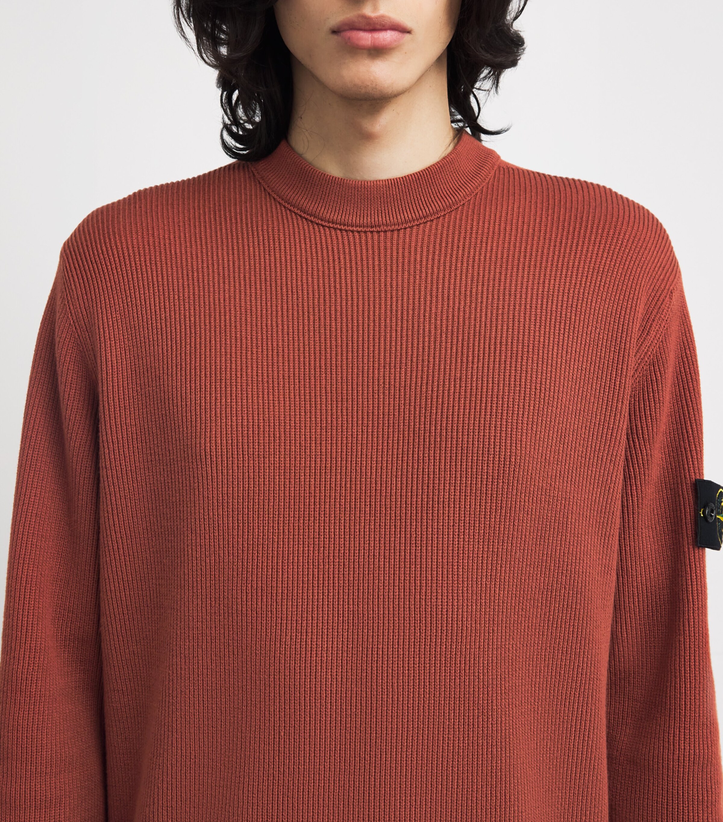 Cotton Rib-Knit Compass Sweater V0015 Image 6