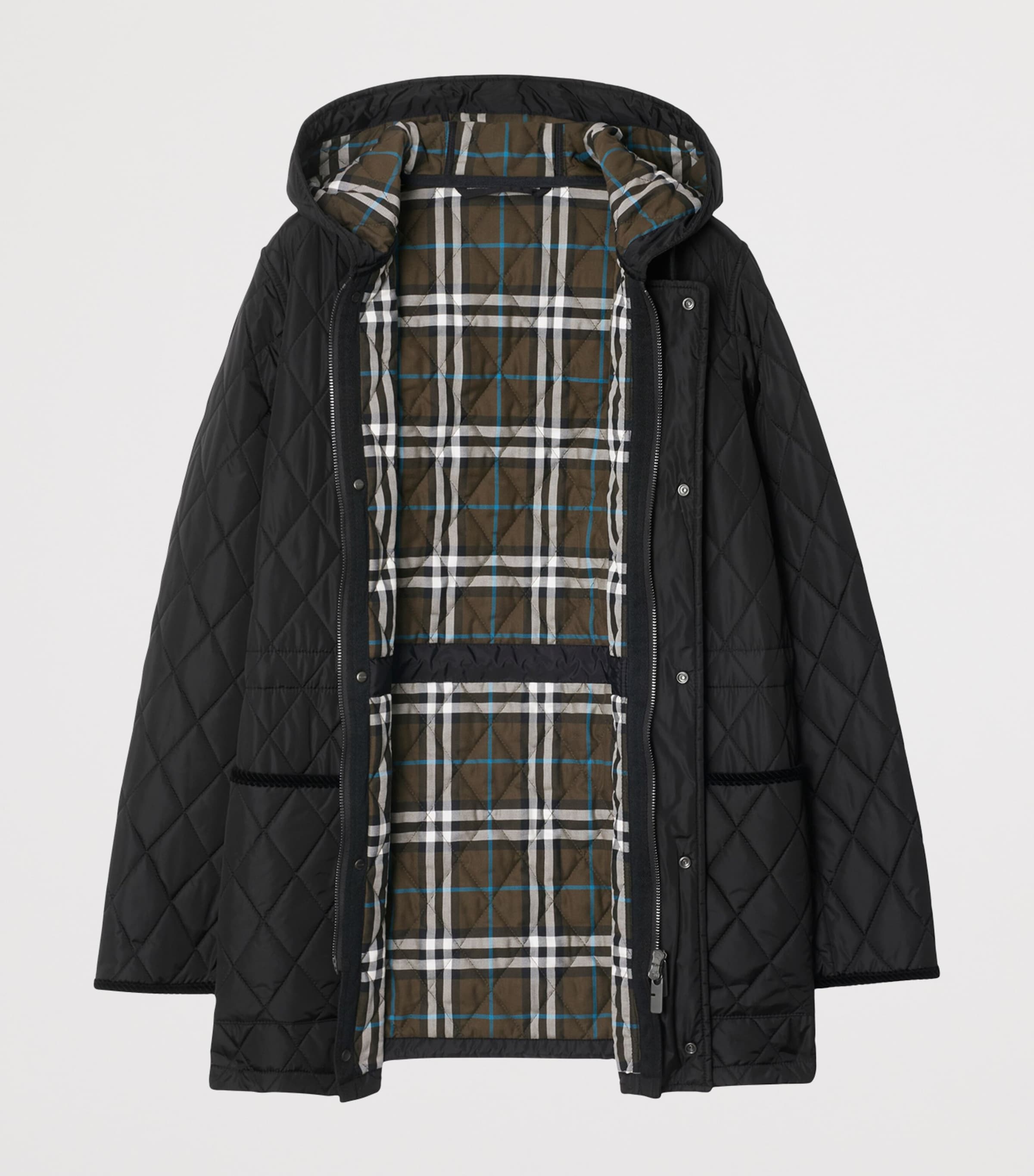 Quilted Corduroy-Trim Parka BLACK Image 5
