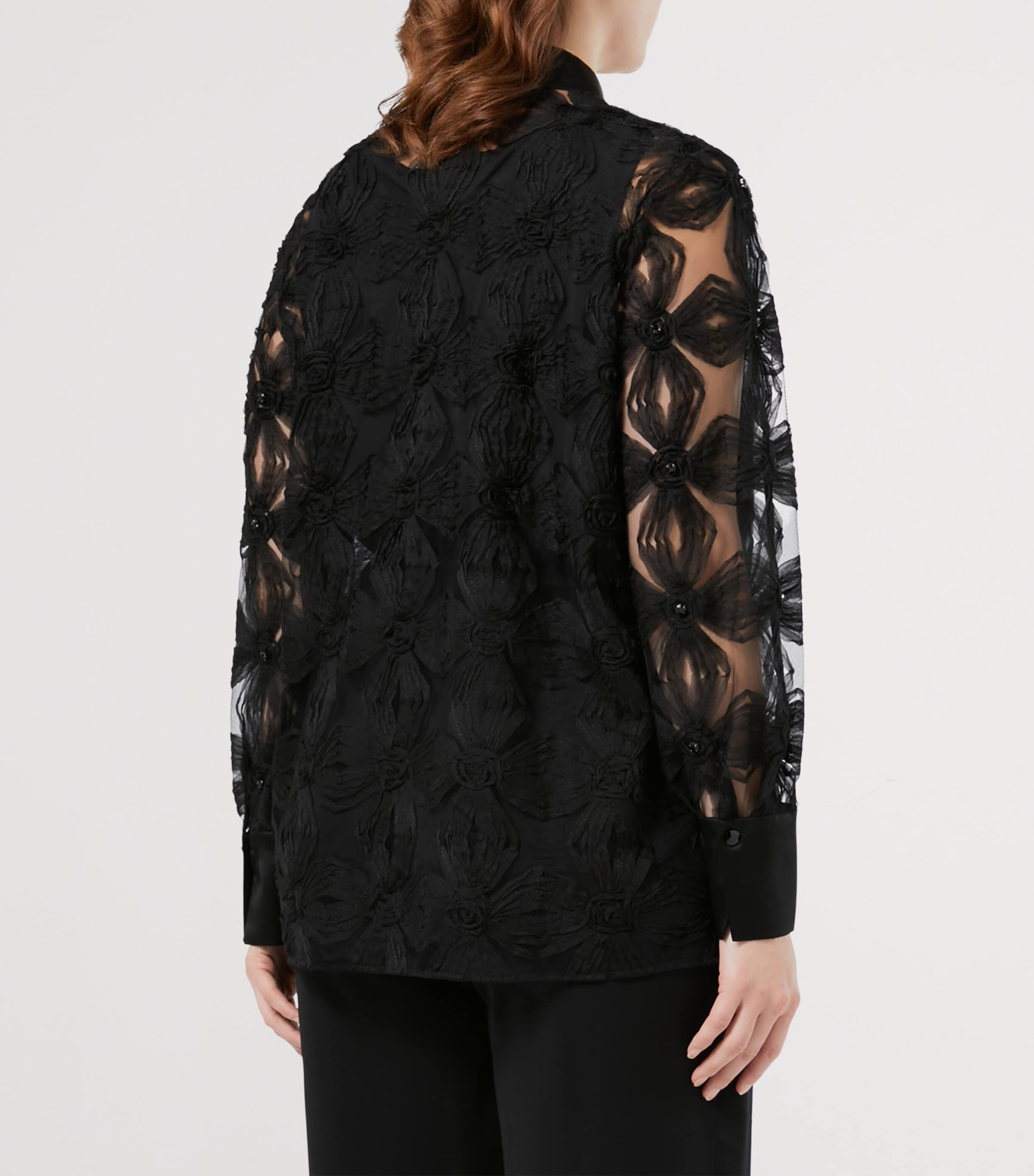 Tulle-Flower Oglio Shirt BLACK Image 3