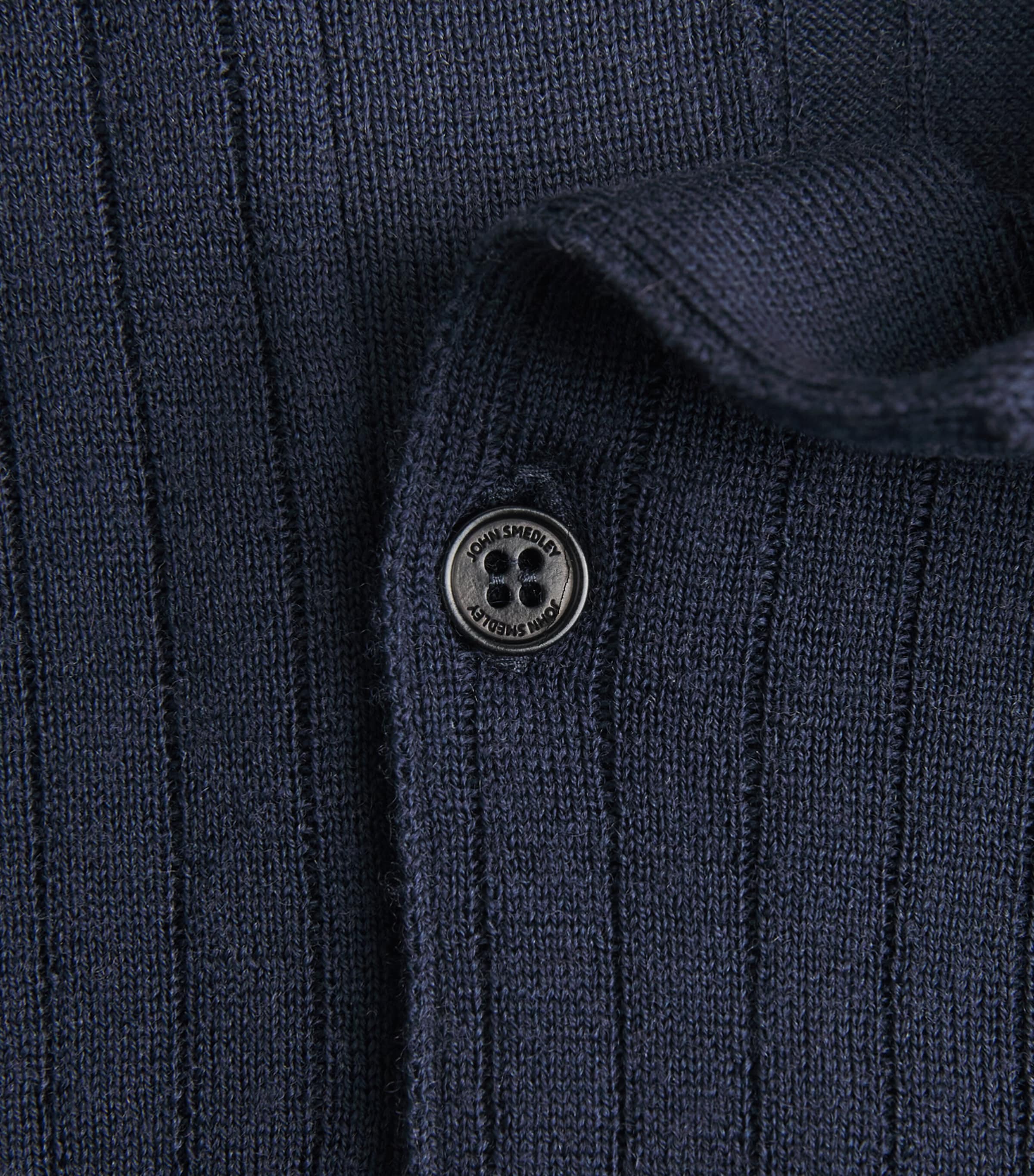 John Smedley Mens Extra Fine Merino Wool Croall Polo Shirt Midnight Image 6