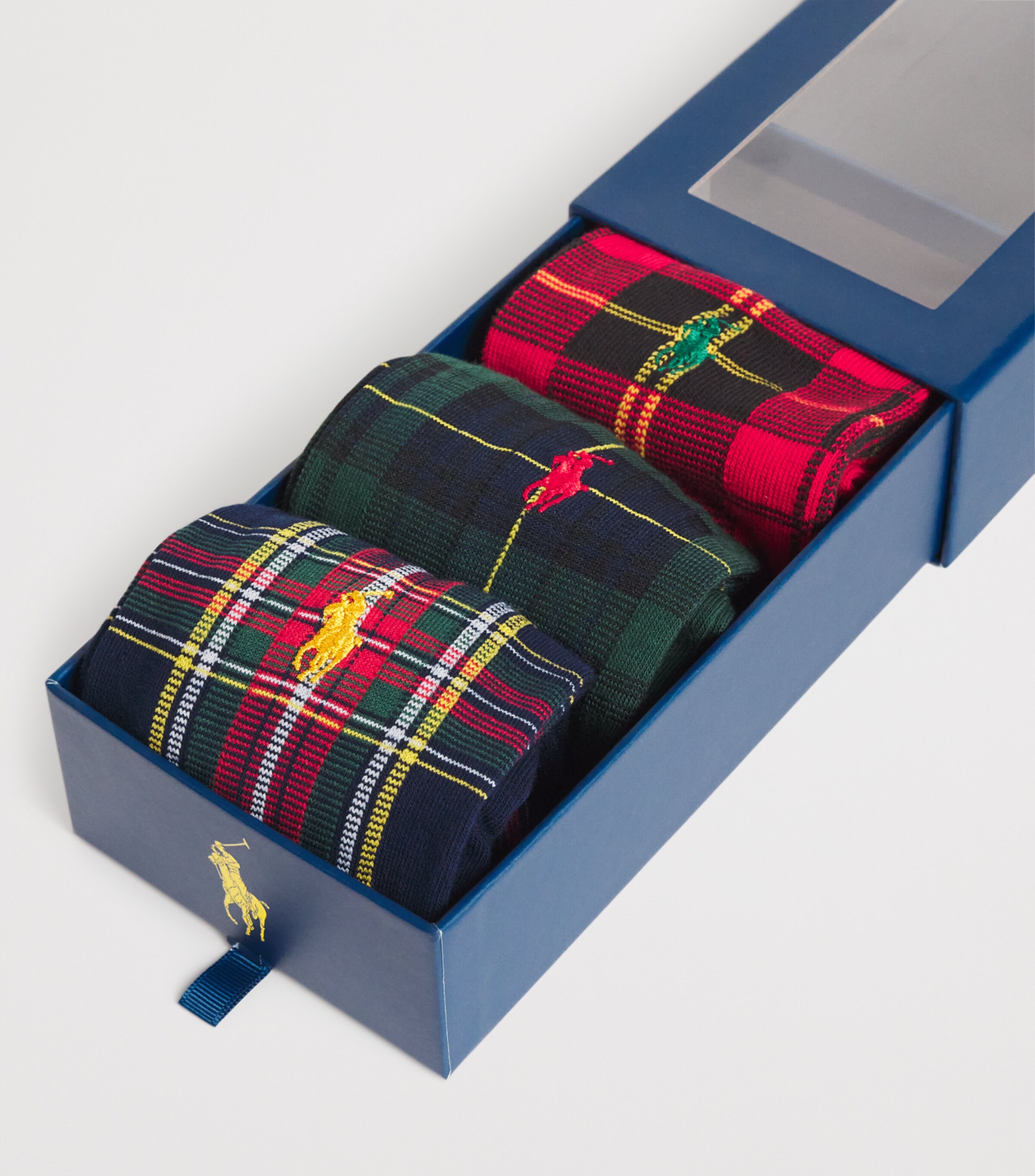 Polo Ralph Lauren Mens Cotton-Blend Tartan Socks (Pack of 3) Wine/green/royal Image 2