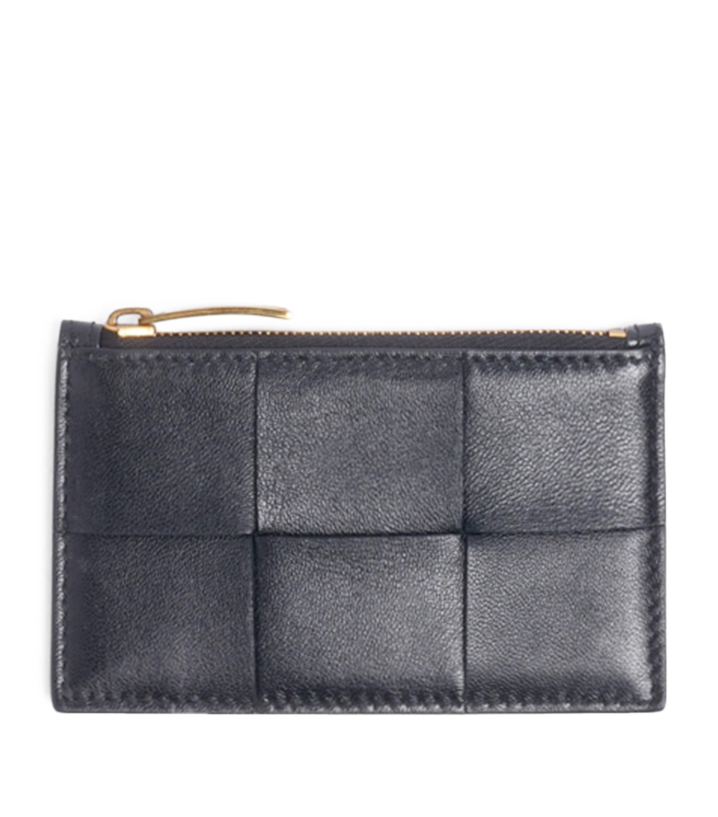 Bottega Veneta Leather Intreccio Card Holder Space Gold Image 1