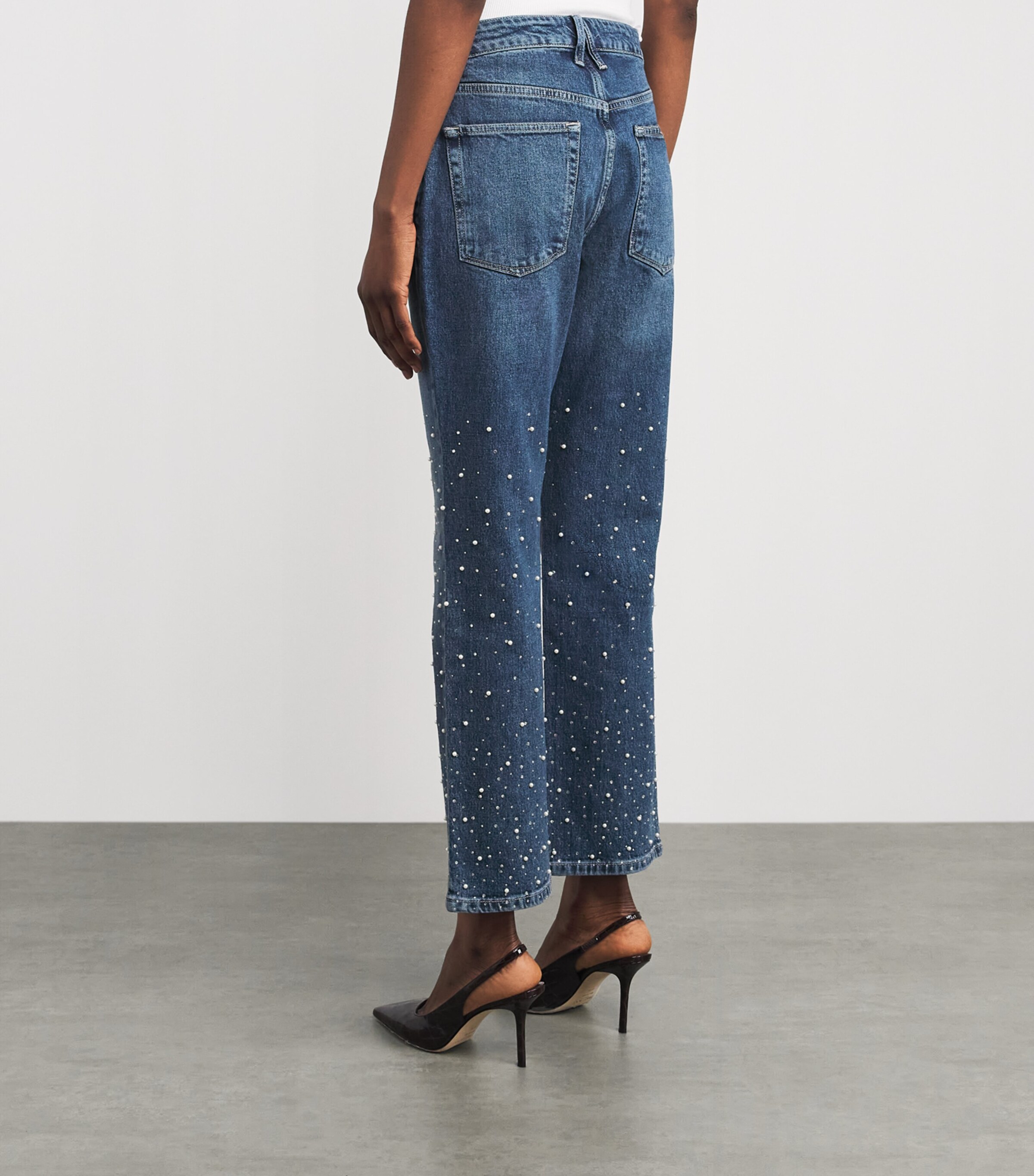 Good American Womens Embellished Good Icon Straight Jeans Image 5