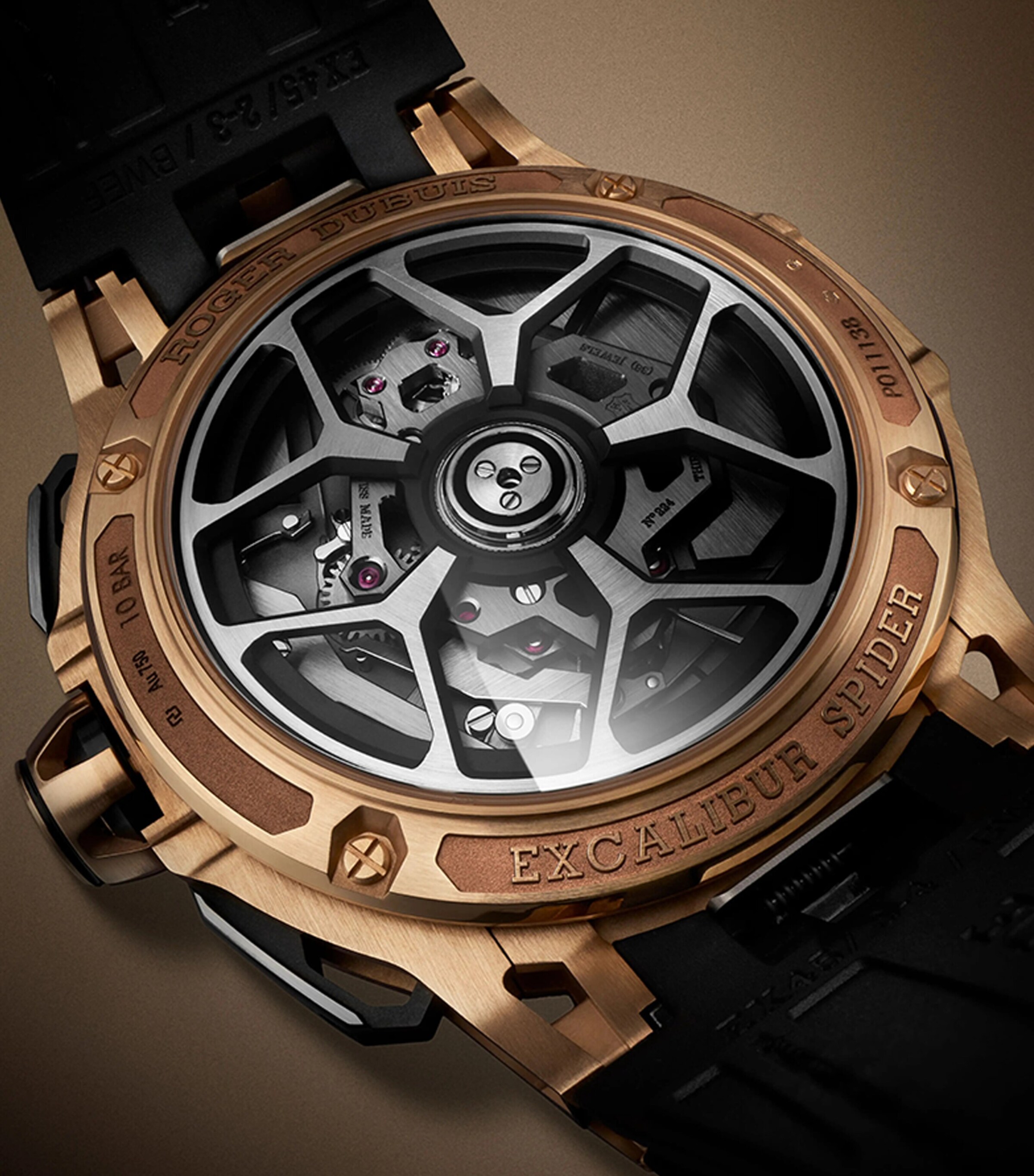 Roger Dubuis Rose Gold  Excalibur Spider Flyback Chronograph Watch 45mm Black Image 8