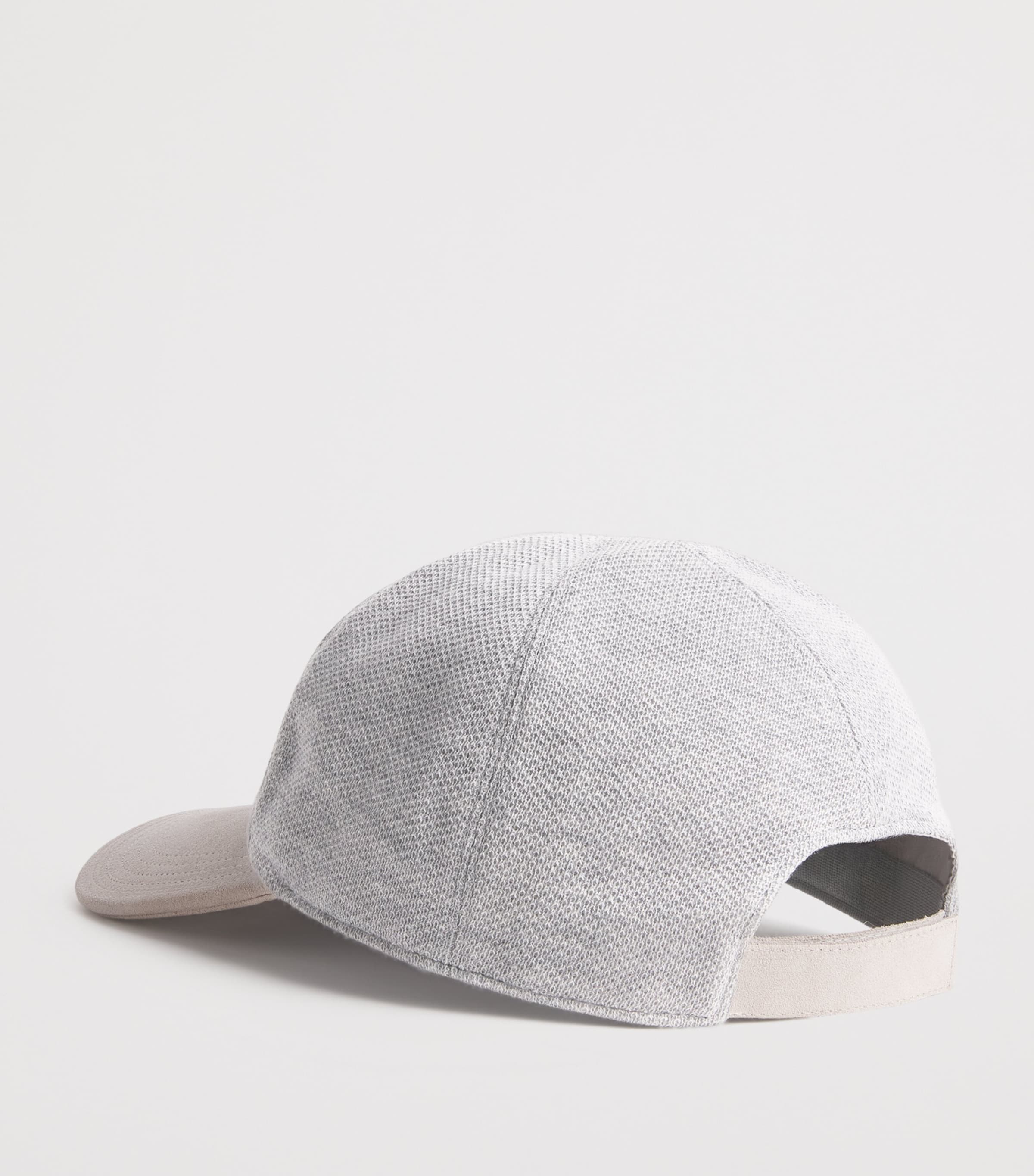 Eleventy Piqué Cotton Suede-Brim Baseball Cap Grigio Medio, Sabbia Image 3