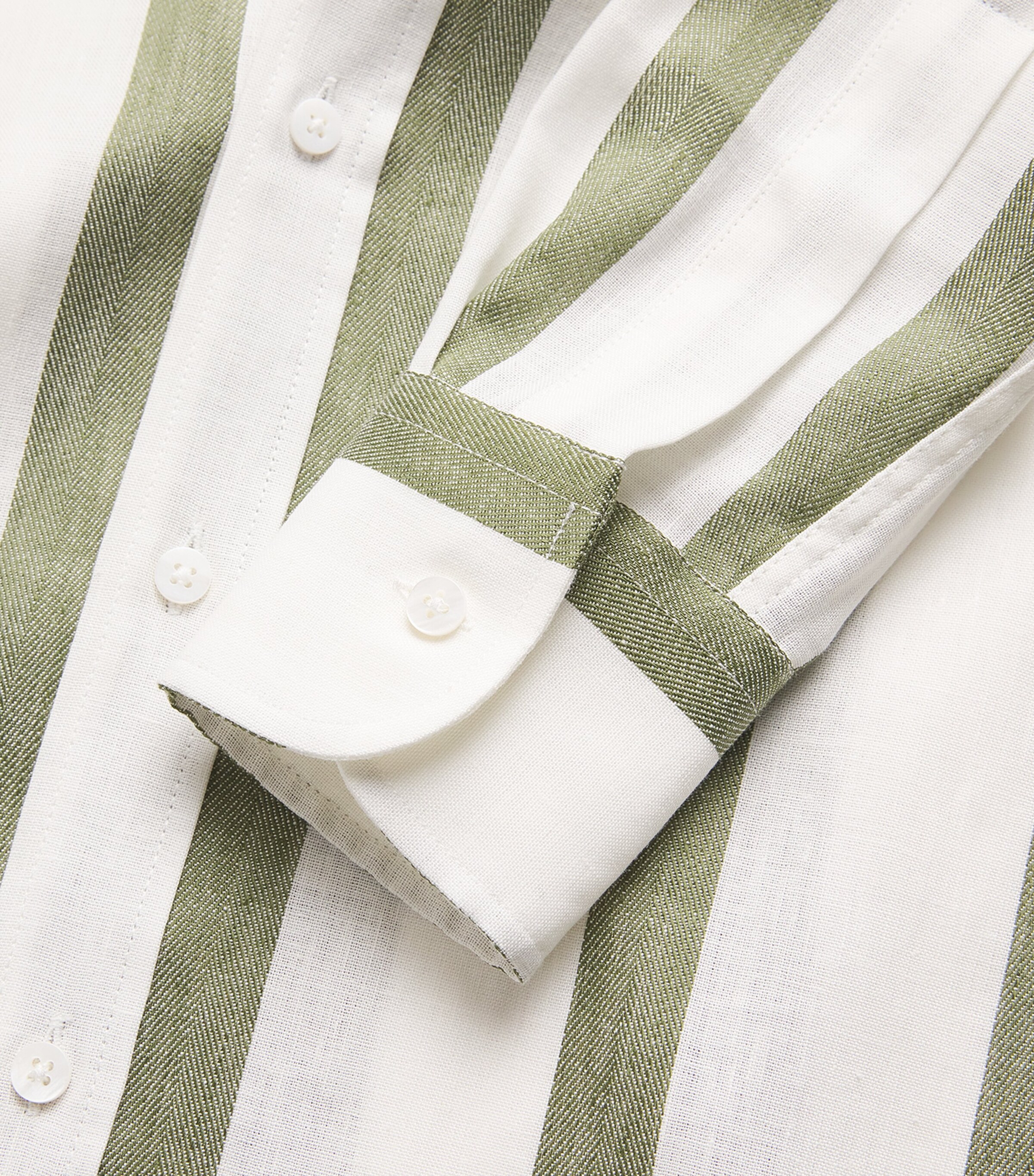 With Nothing Underneath Womens Cotton-Linen Stripe The Boyfriend Shirt Khaki Stripe Image 5