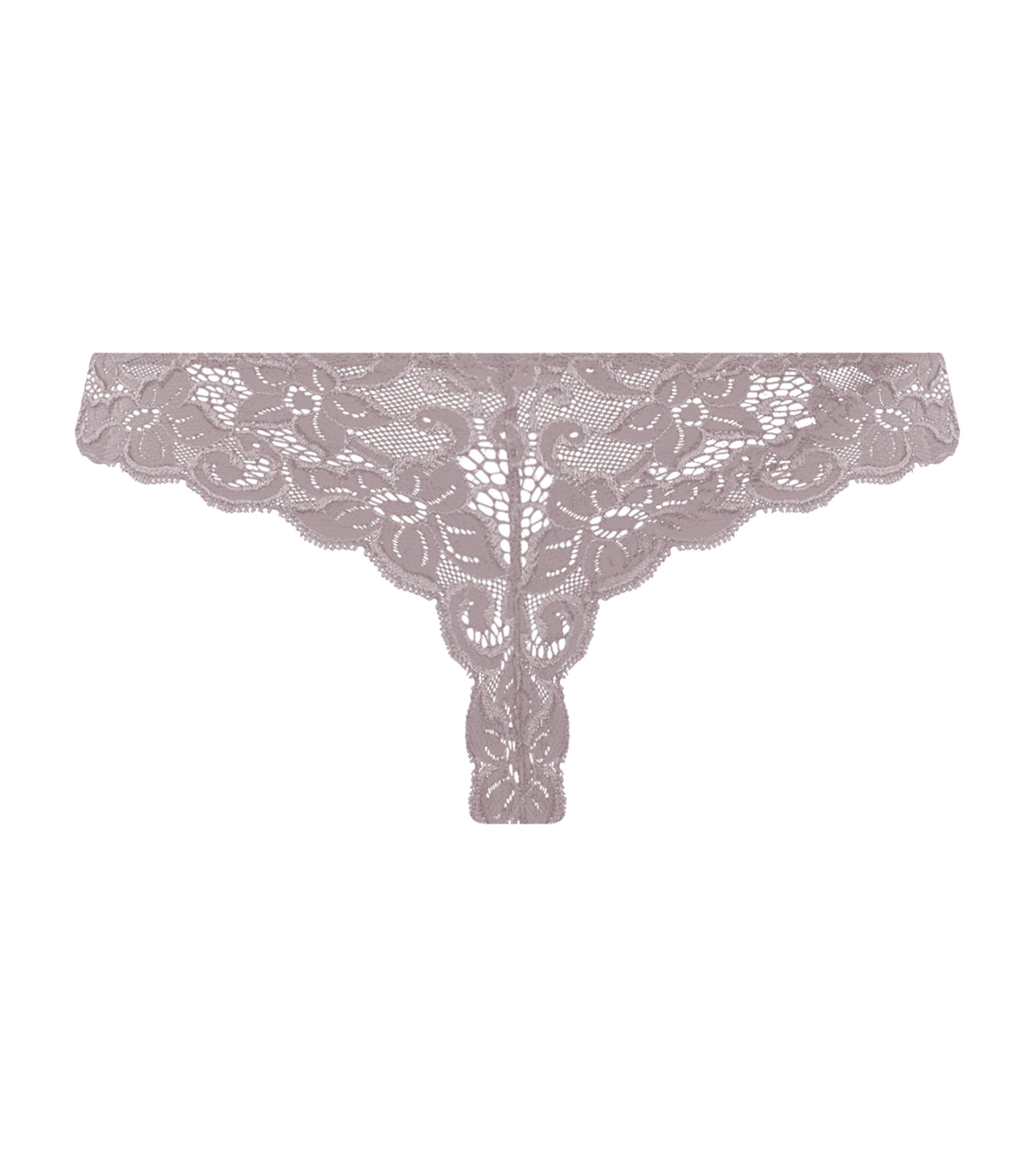 Hanro Womens Lace Moments Thong Stormy Rose Image 3