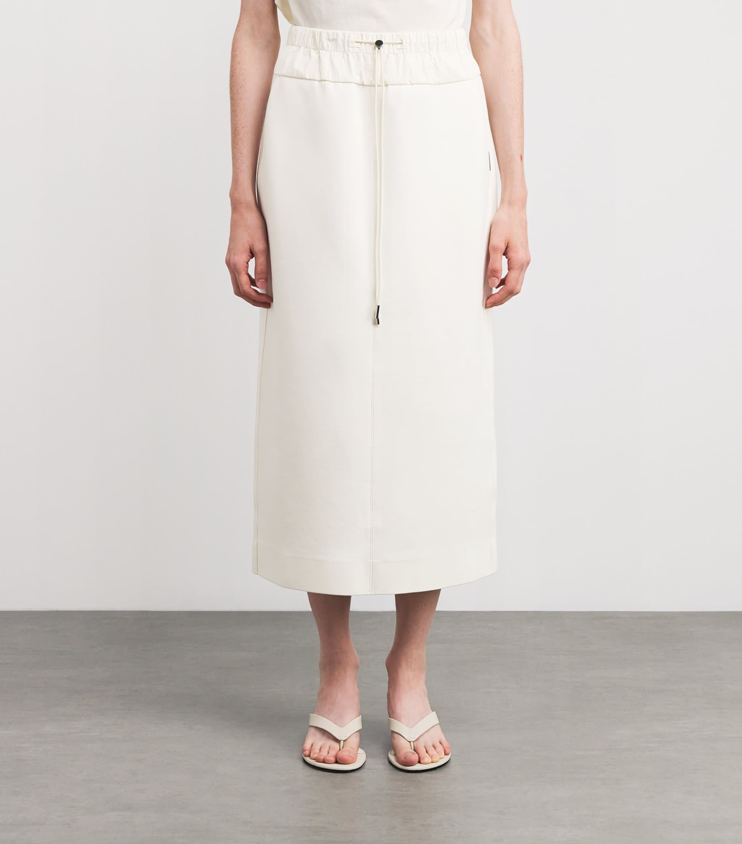 Cotton-Blend Jersey and Canvas Midi Skirt WHITE Image 3