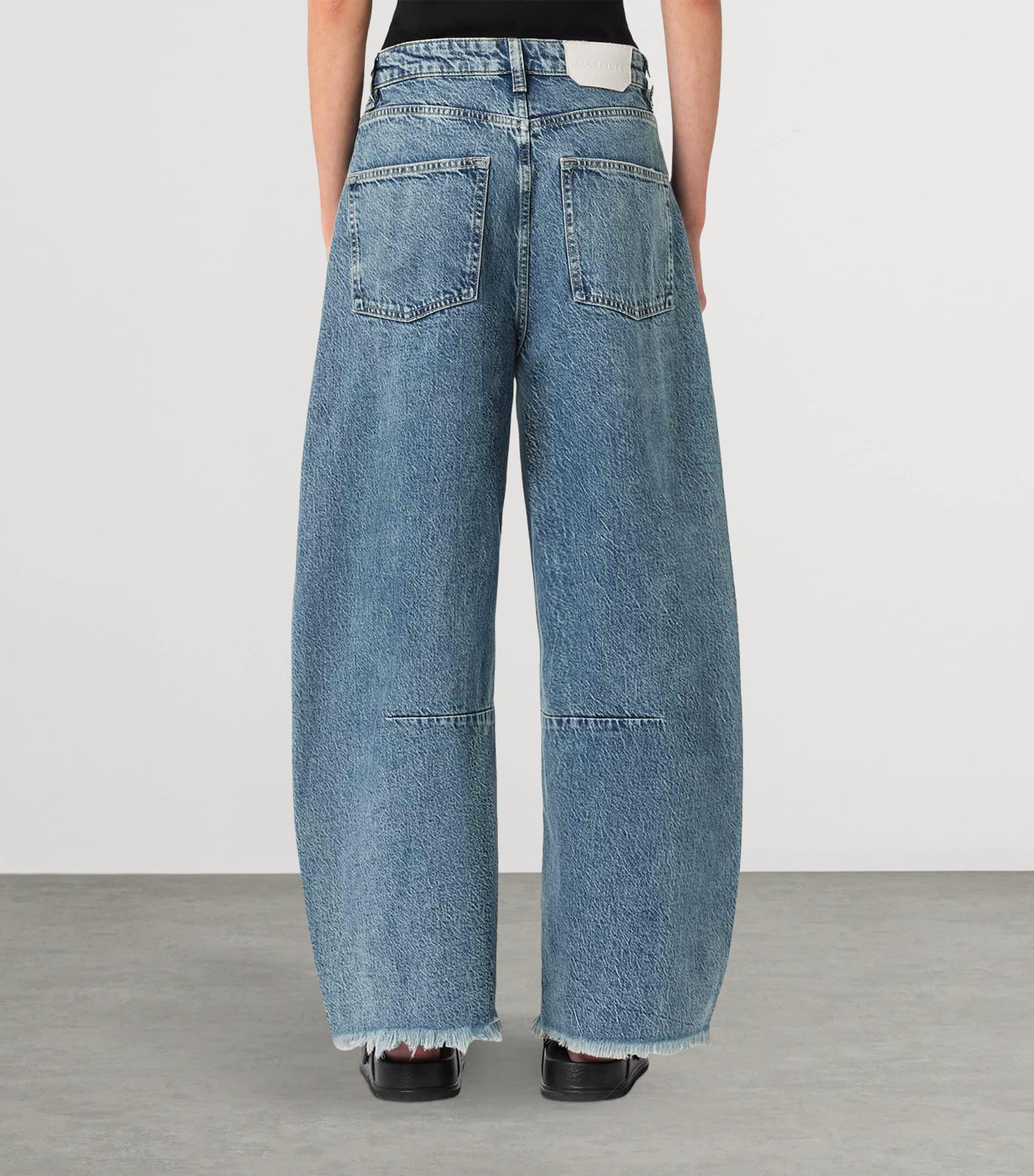 AllSaints Womens Cropped Payton Barrel-Leg Jeans Vintage Indigo Image 4