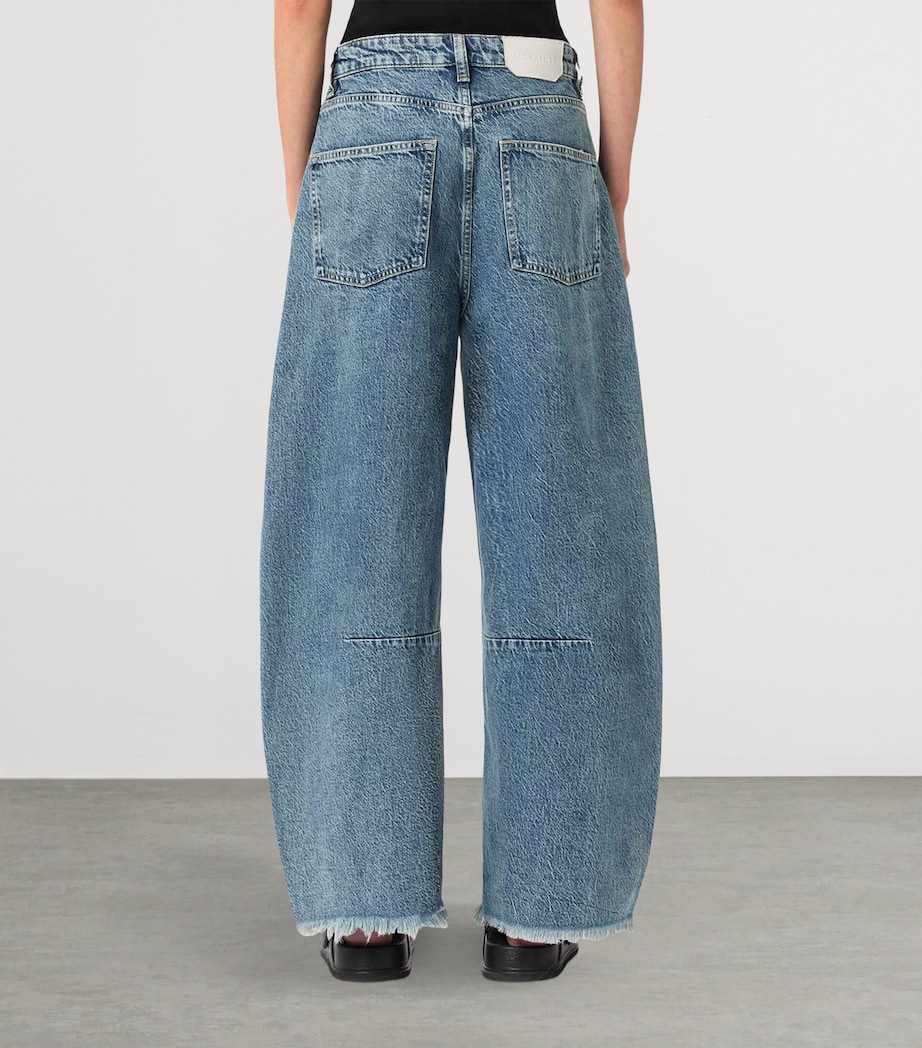 AllSaints Womens Cropped Payton Barrel-Leg Jeans Vintage Indigo Image 4