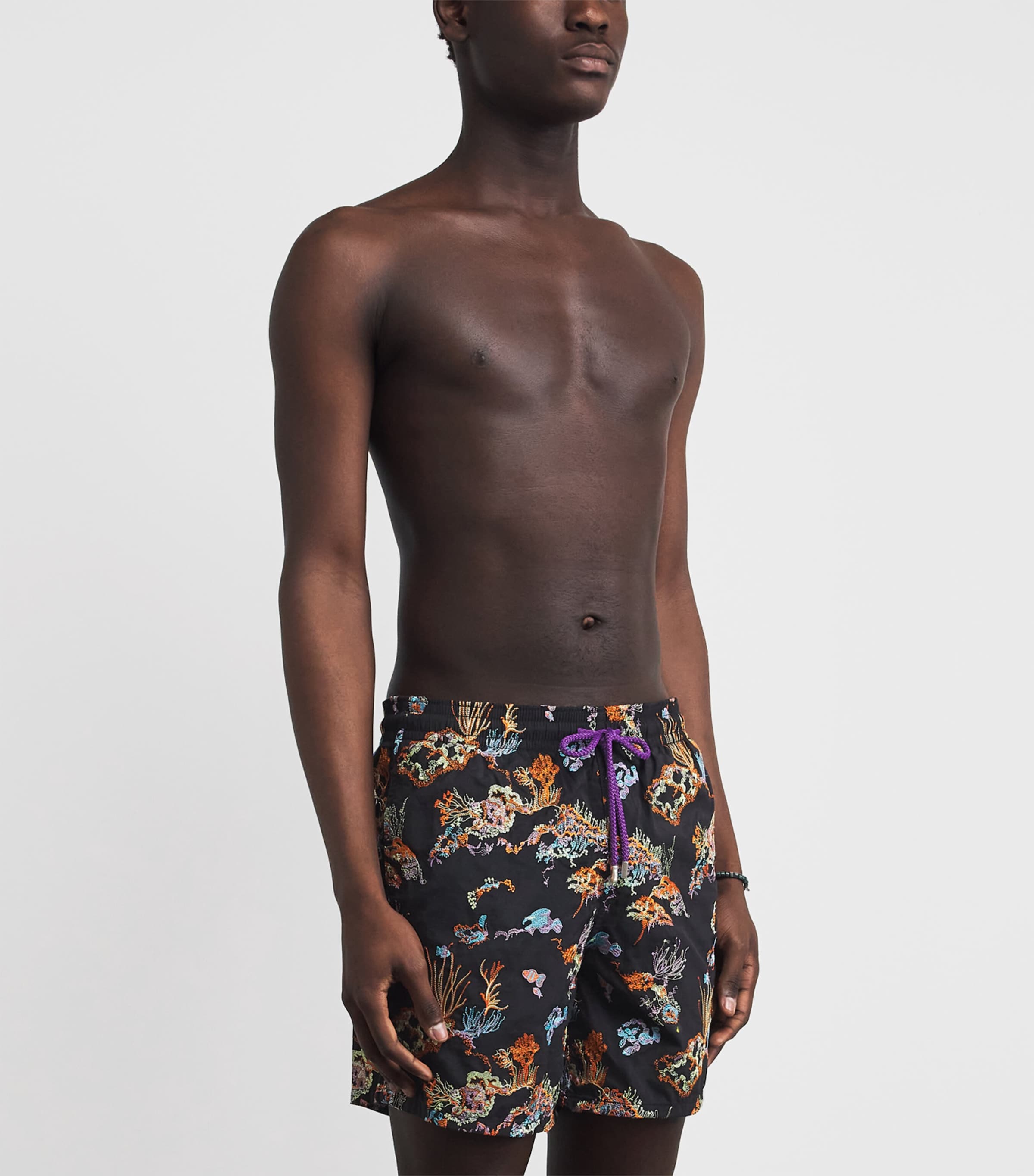 Vilebrequin Mens Embroidered Coral Reef Swim Shorts Noir Image 2