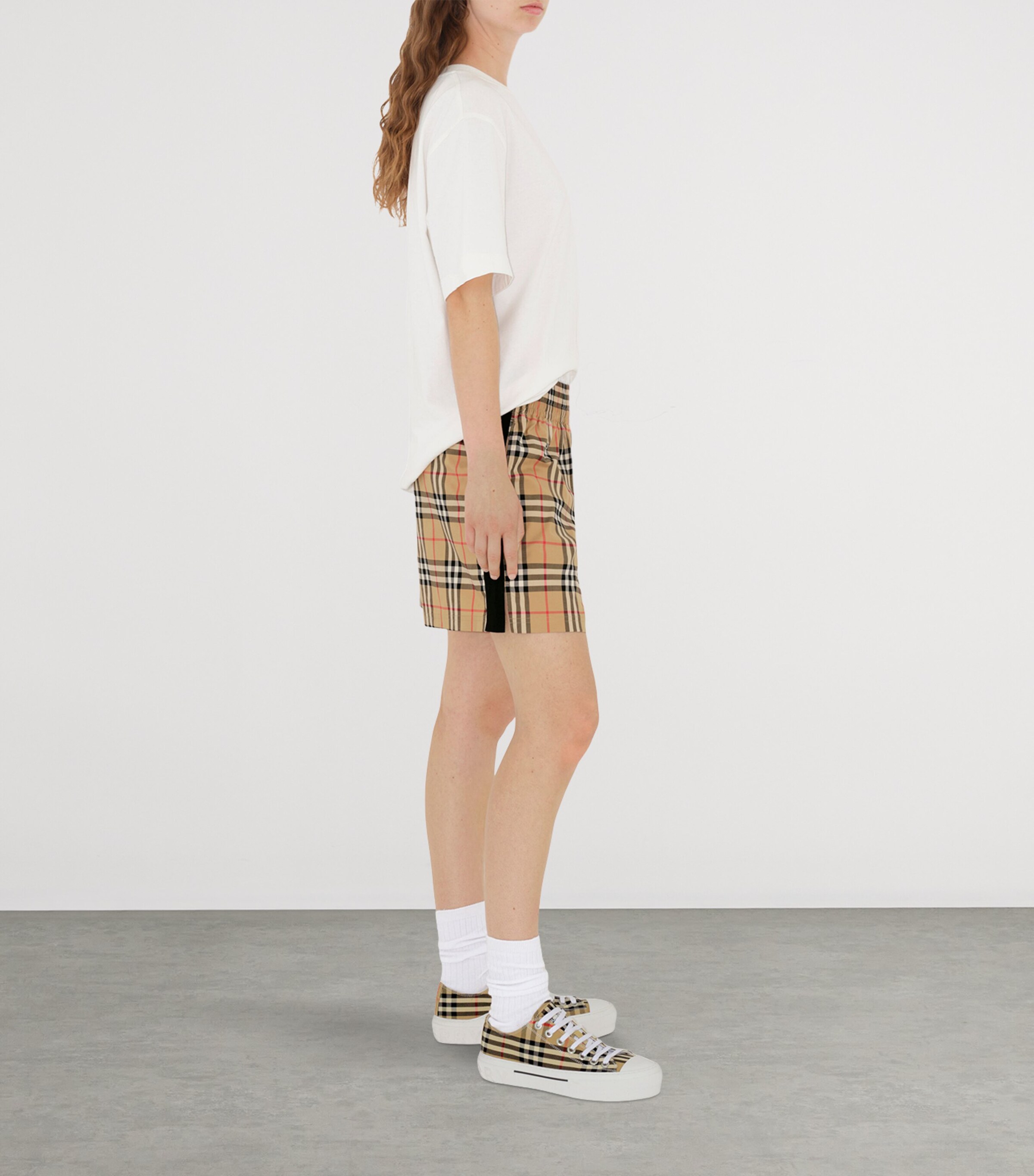 Burberry Womens Stretch-Cotton Check Shorts Archive Beige Ip Chk Image 3