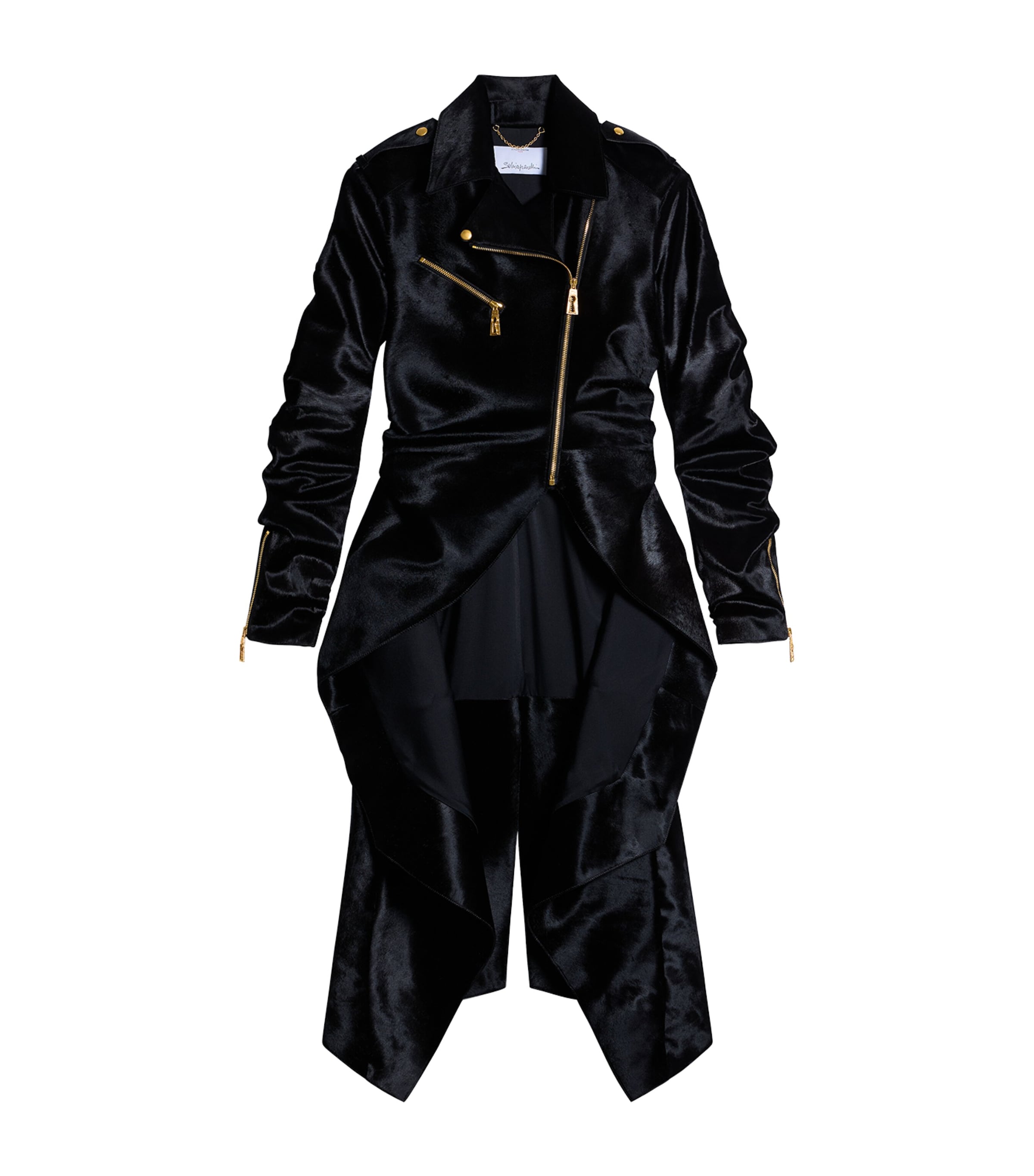 Schiaparelli Womens Calfhair Perfecto Coat Dark Brown Image 1