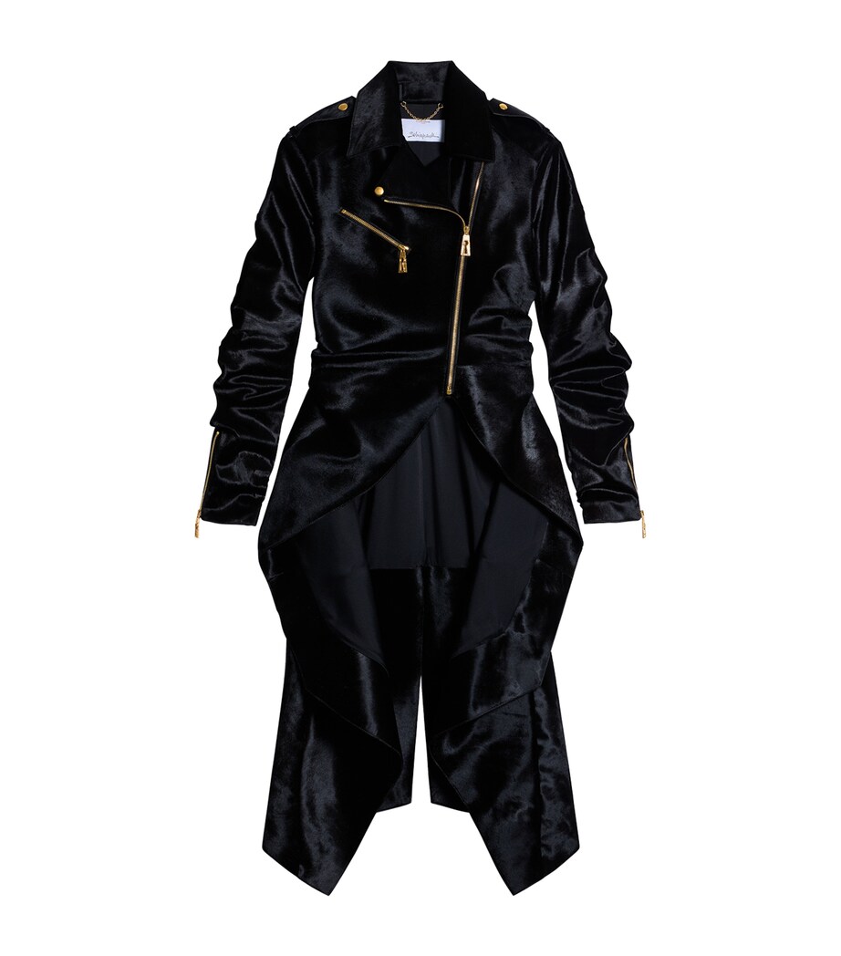 Schiaparelli Womens Calfhair Perfecto Coat Dark Brown Image 1