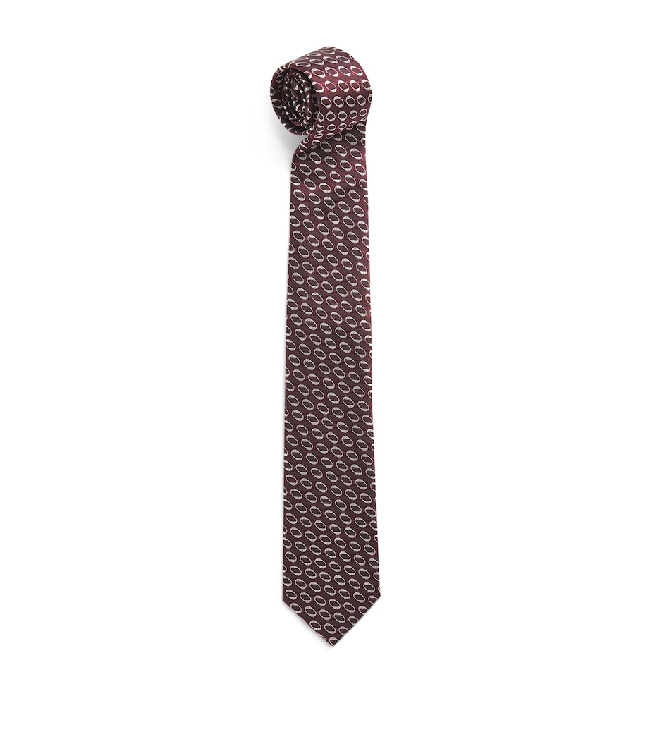 Isaia Silk Geometric Jacquard Tie Image 1