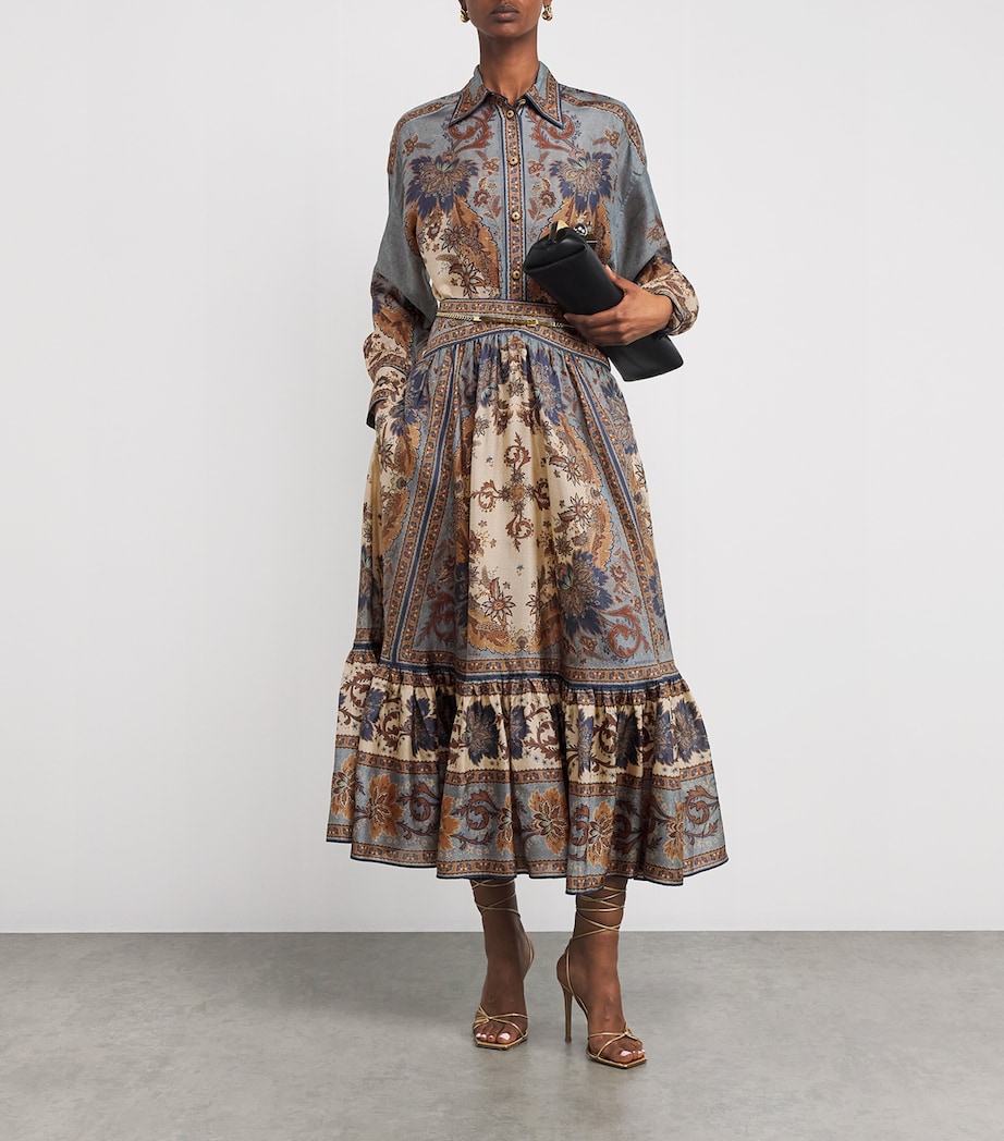 Silk Floral Ascension Midi Skirt BLCMINFLO BL/CRM I/F Image 2