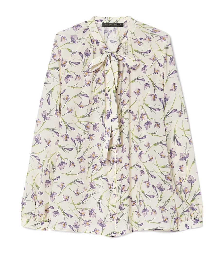 Marina Rinaldi Womens Silk Floral Print Blouse Ivory Image 1