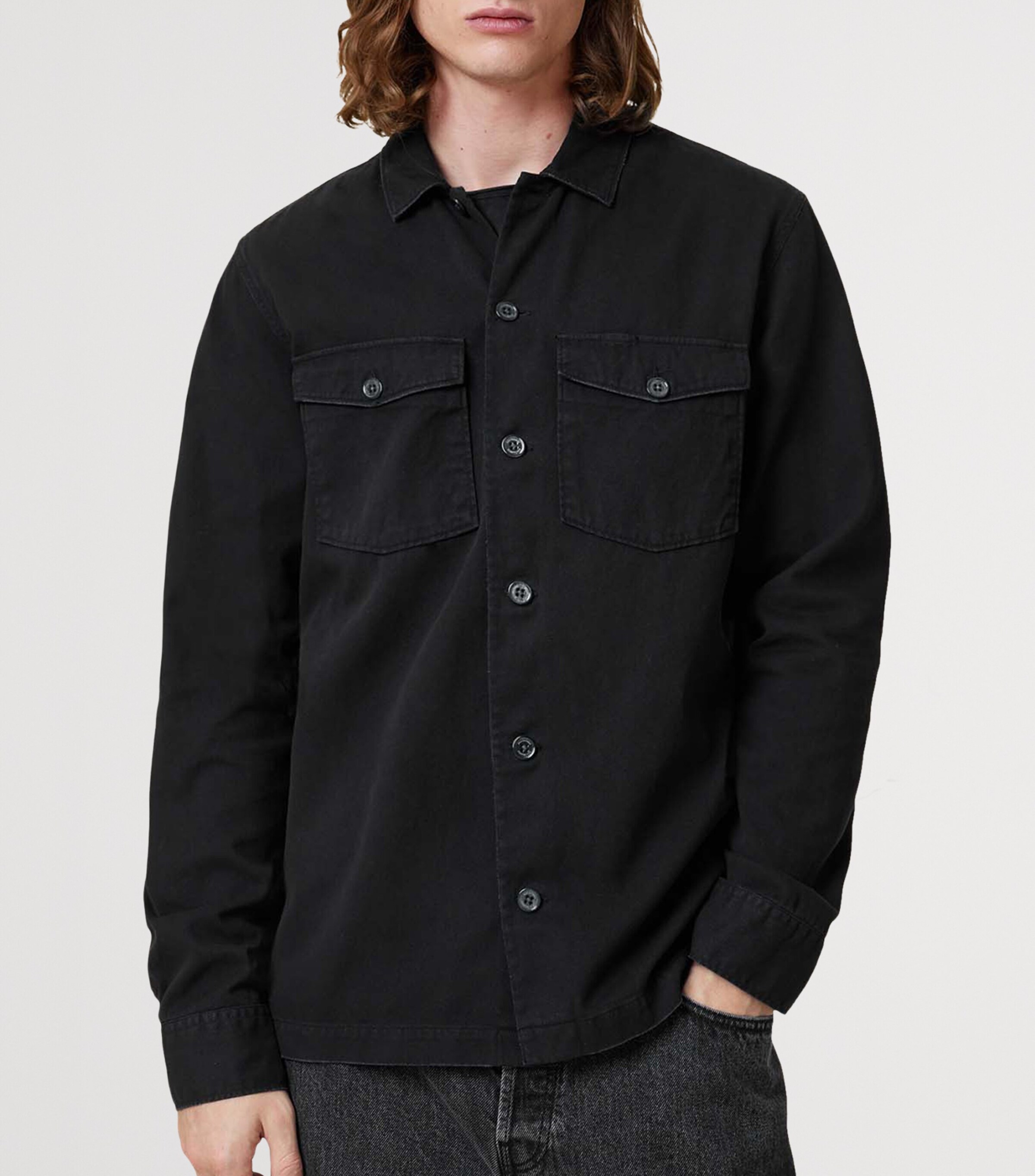 Cotton Spotter Overshirt BLACK Image 4