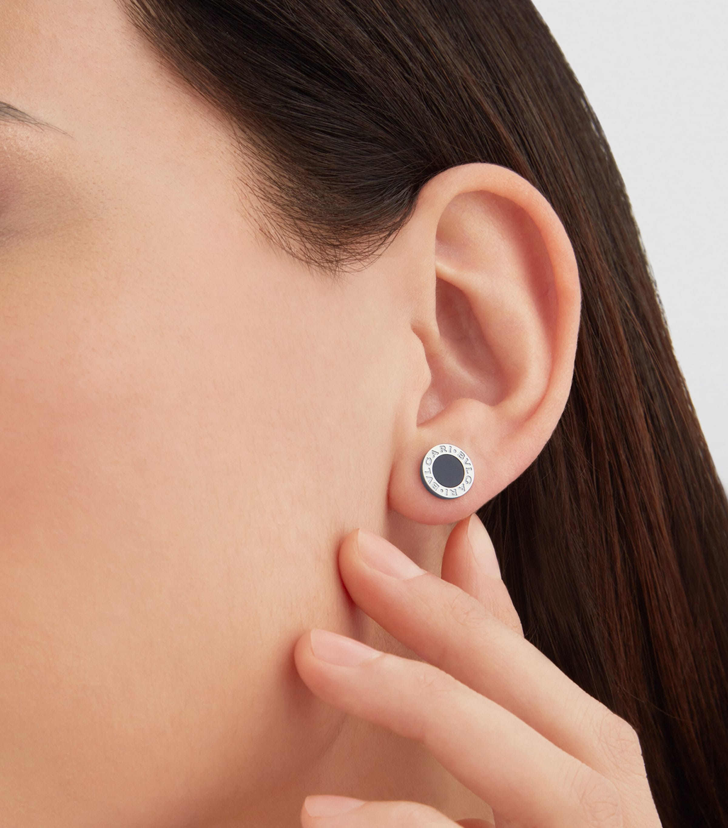 White Gold and Onyx BVLGARI BVLGARI Single Stud Earring WHITE GOLD Image 2