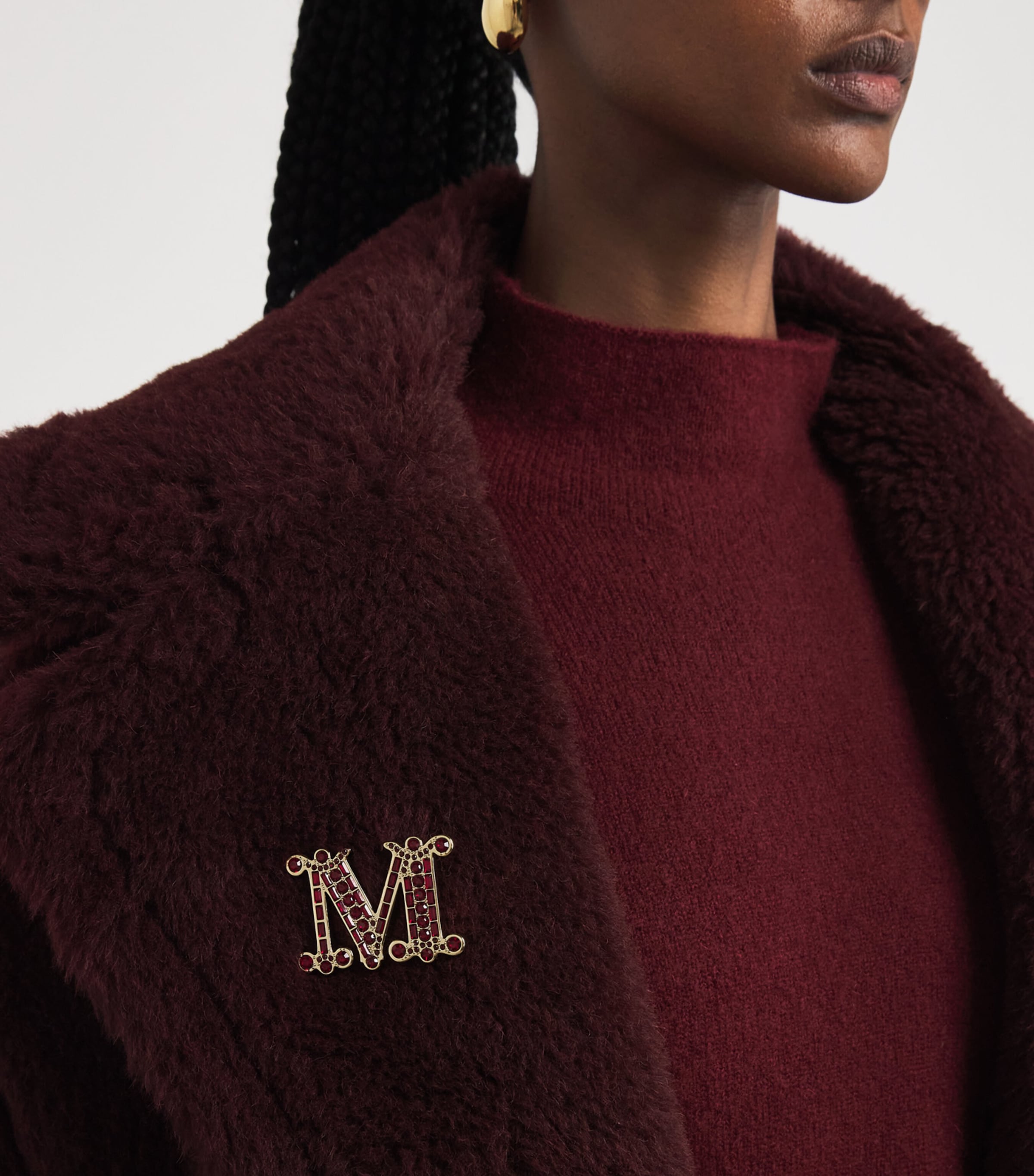 Embellished Monogram Brooch RED Image 2