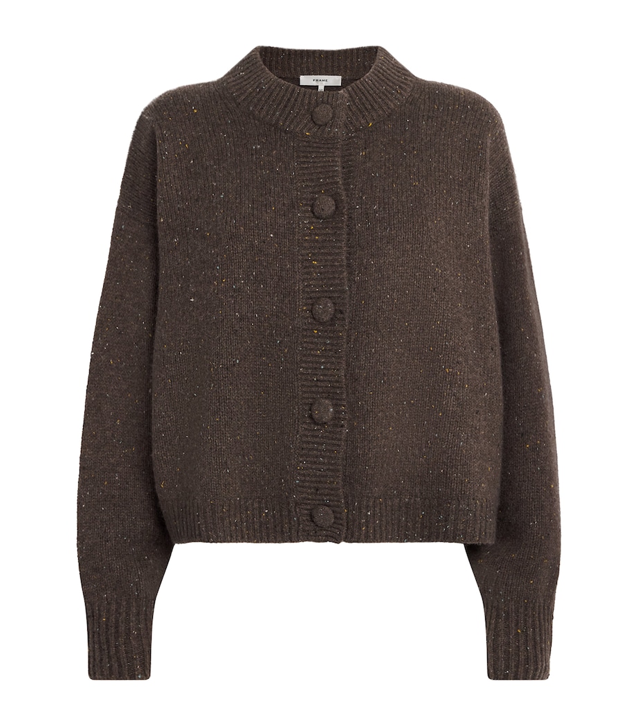 FRAME Womens The Cashmere Fleck Cardigan Brown Image 1