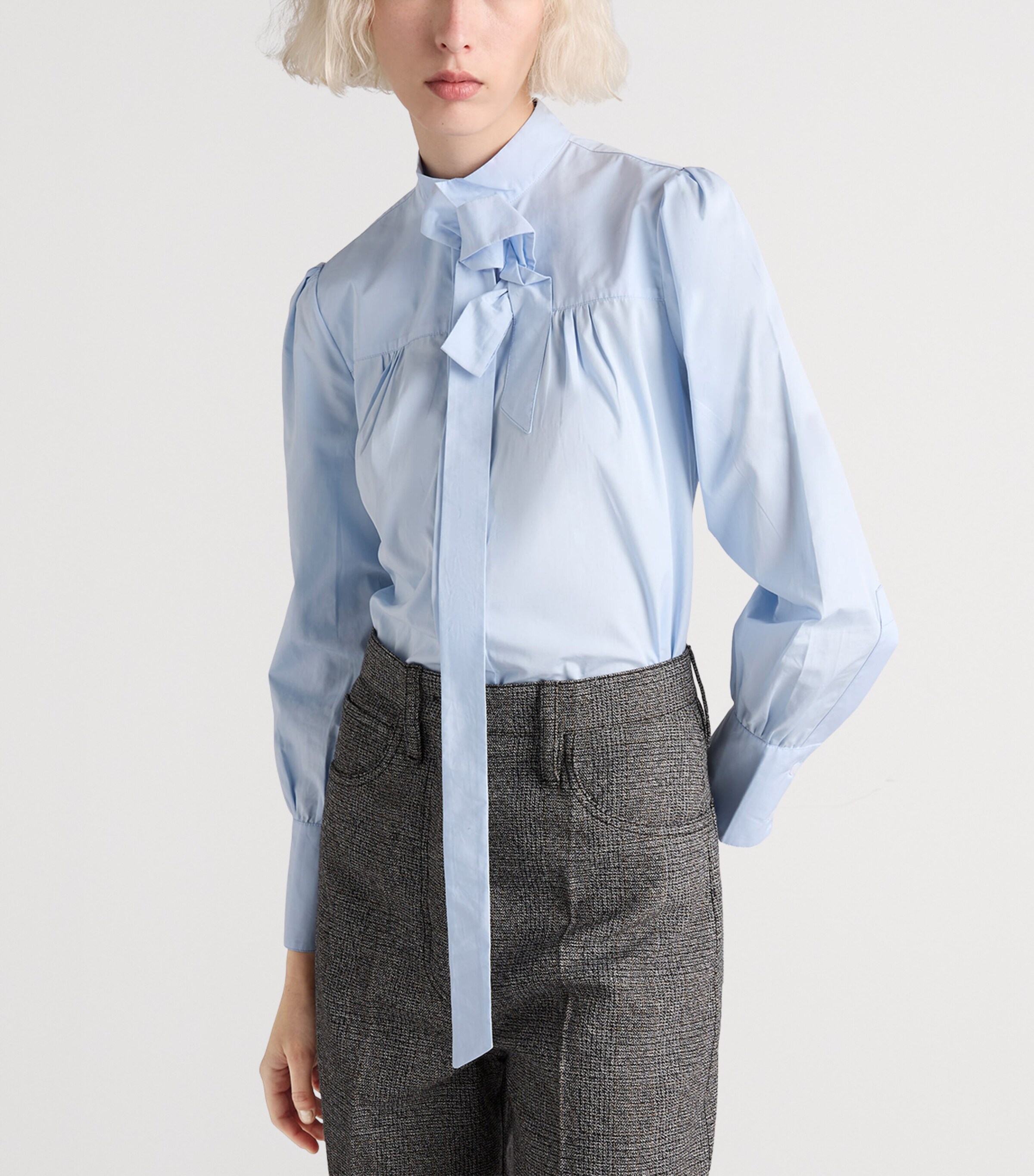 Prada Womens Cotton Poplin Pussybow Shirt Image 3