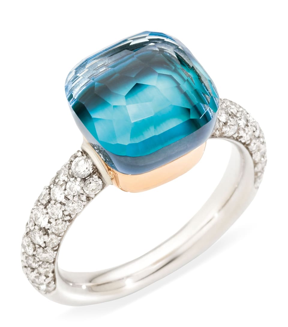 Pomellato Mixed Gold, Diamond, Topaz and Agate Nudo Classic Ring