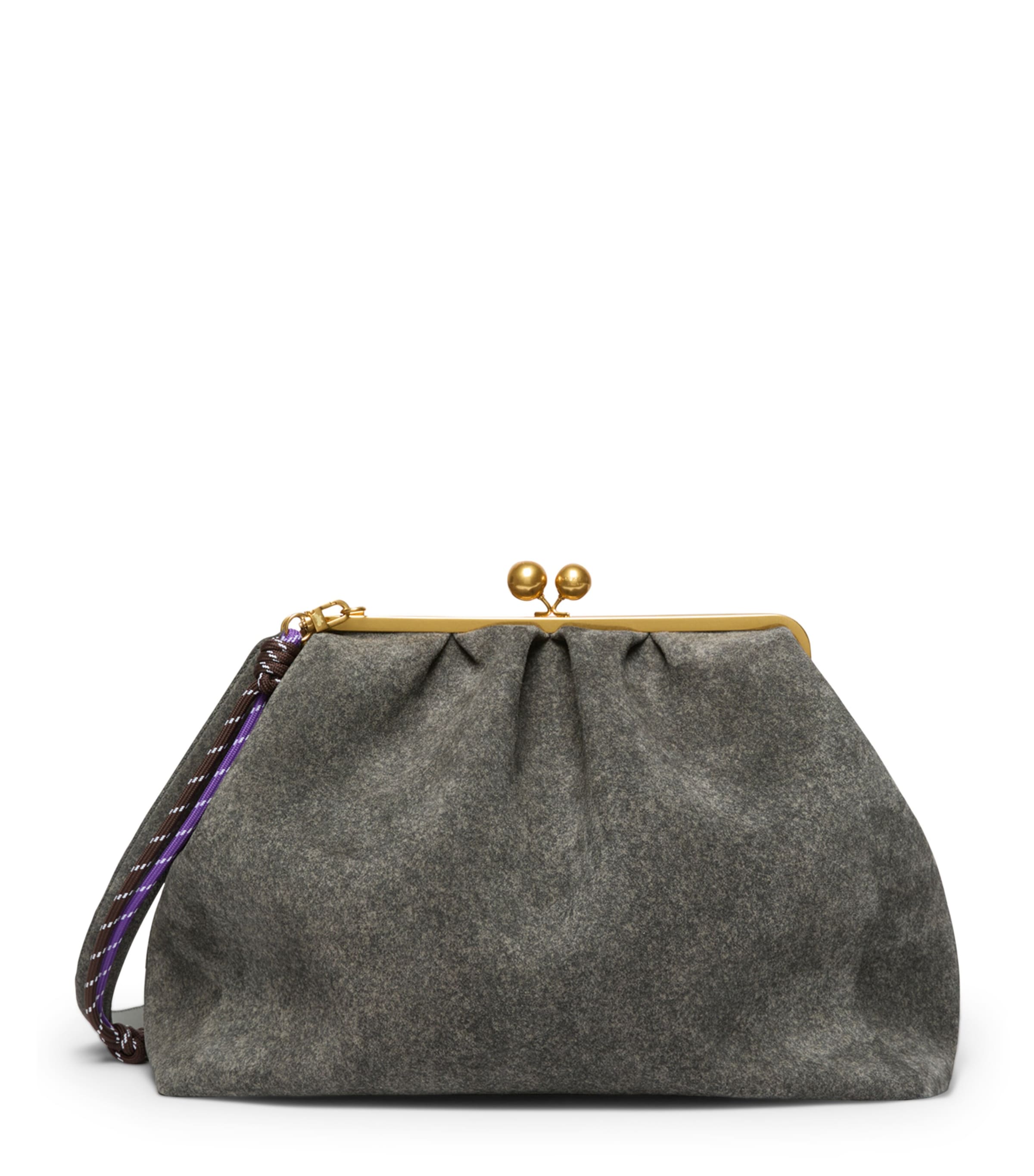 Weekend Max Mara Large Split Calfskin Pasticcino Clutch Bag Dark Grey Image 1