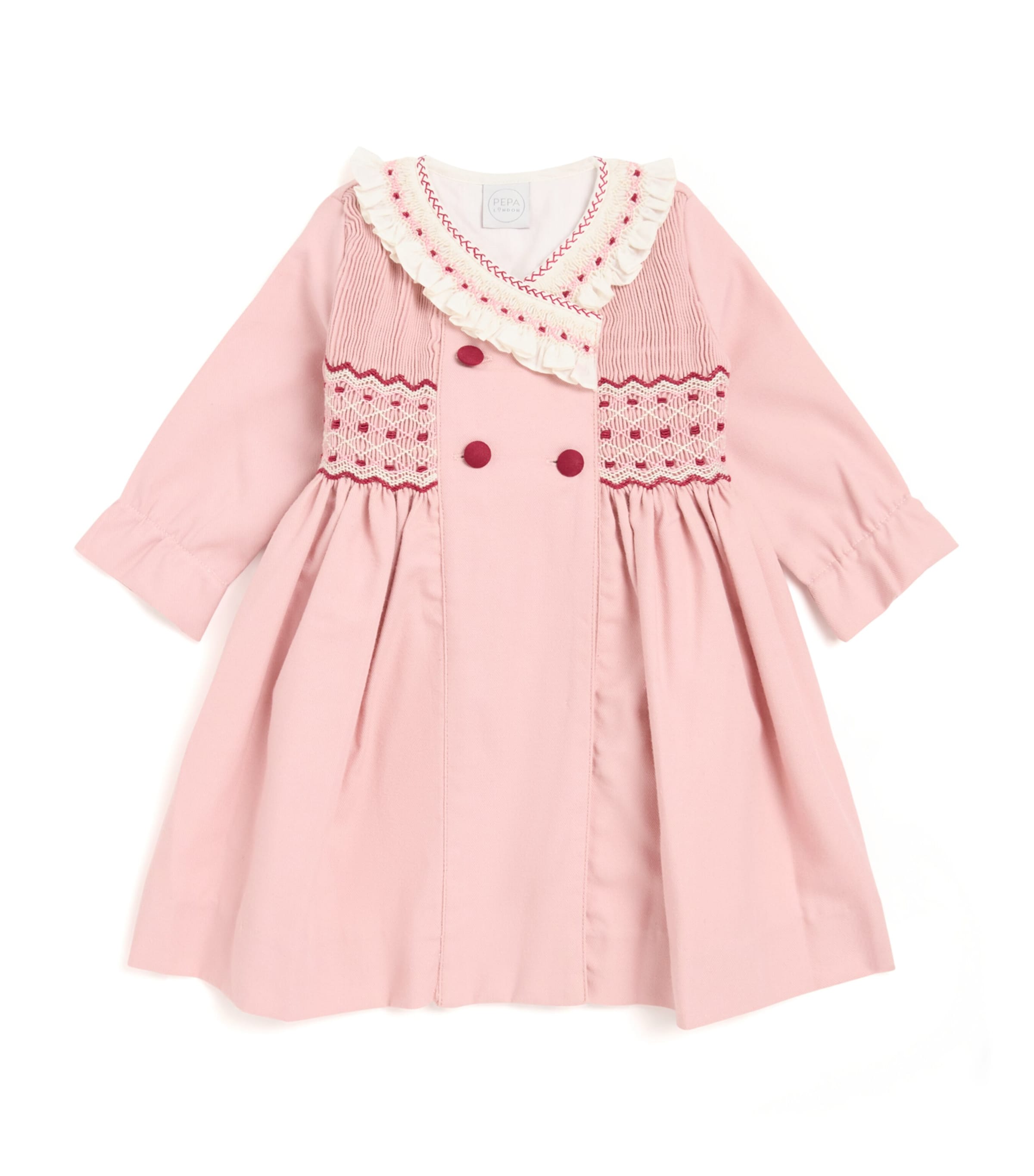 Pepa London Smocked Double-breasted Dress In Pink