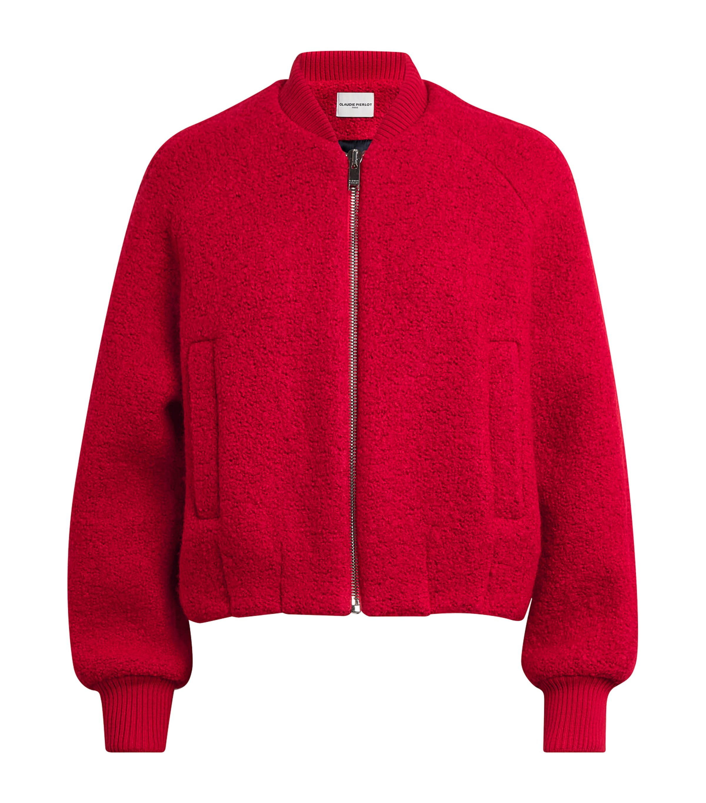 Claudie Pierlot Virgin Wool-blend Bomber Jacket In Red
