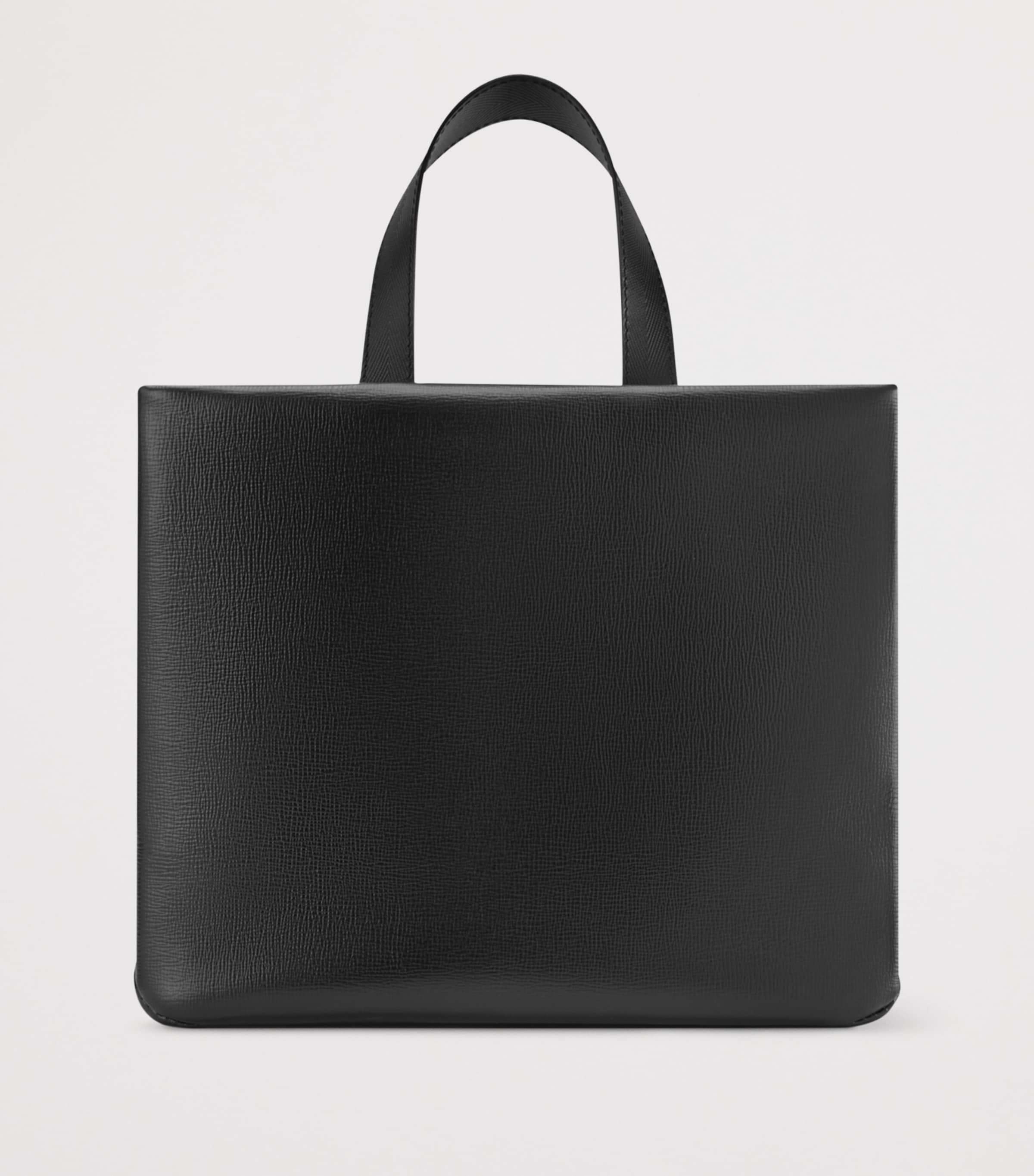 Mini Leather Shopper Tote Bag BLACK Image 4